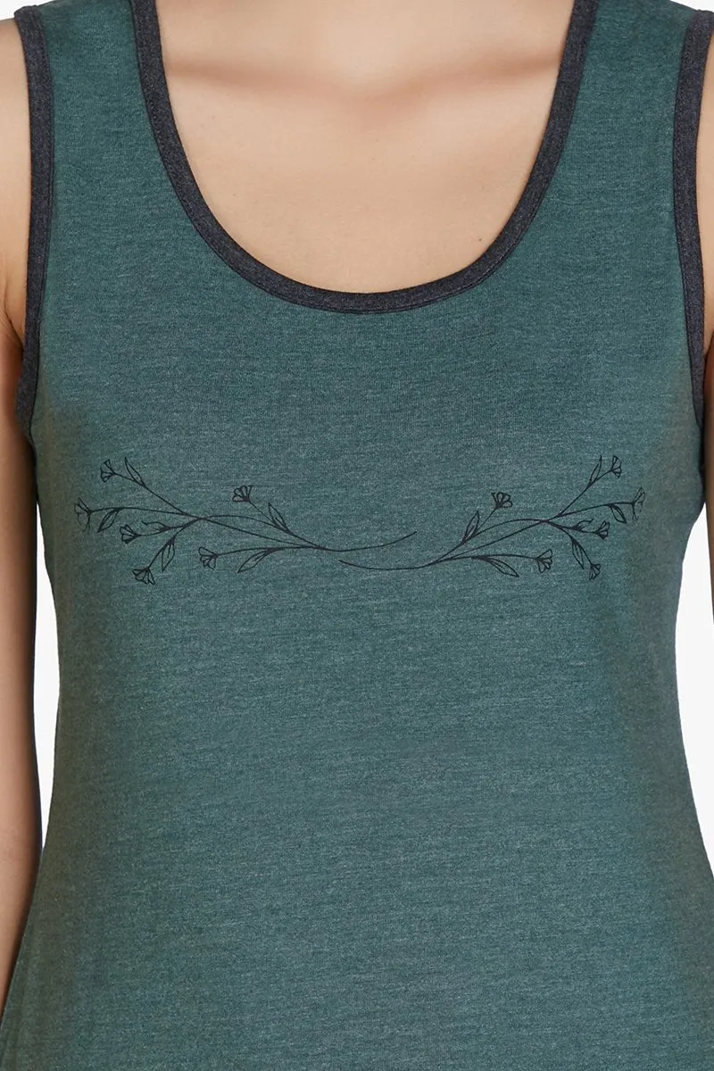 Cotton Blend Sleep Tank Top - Olive