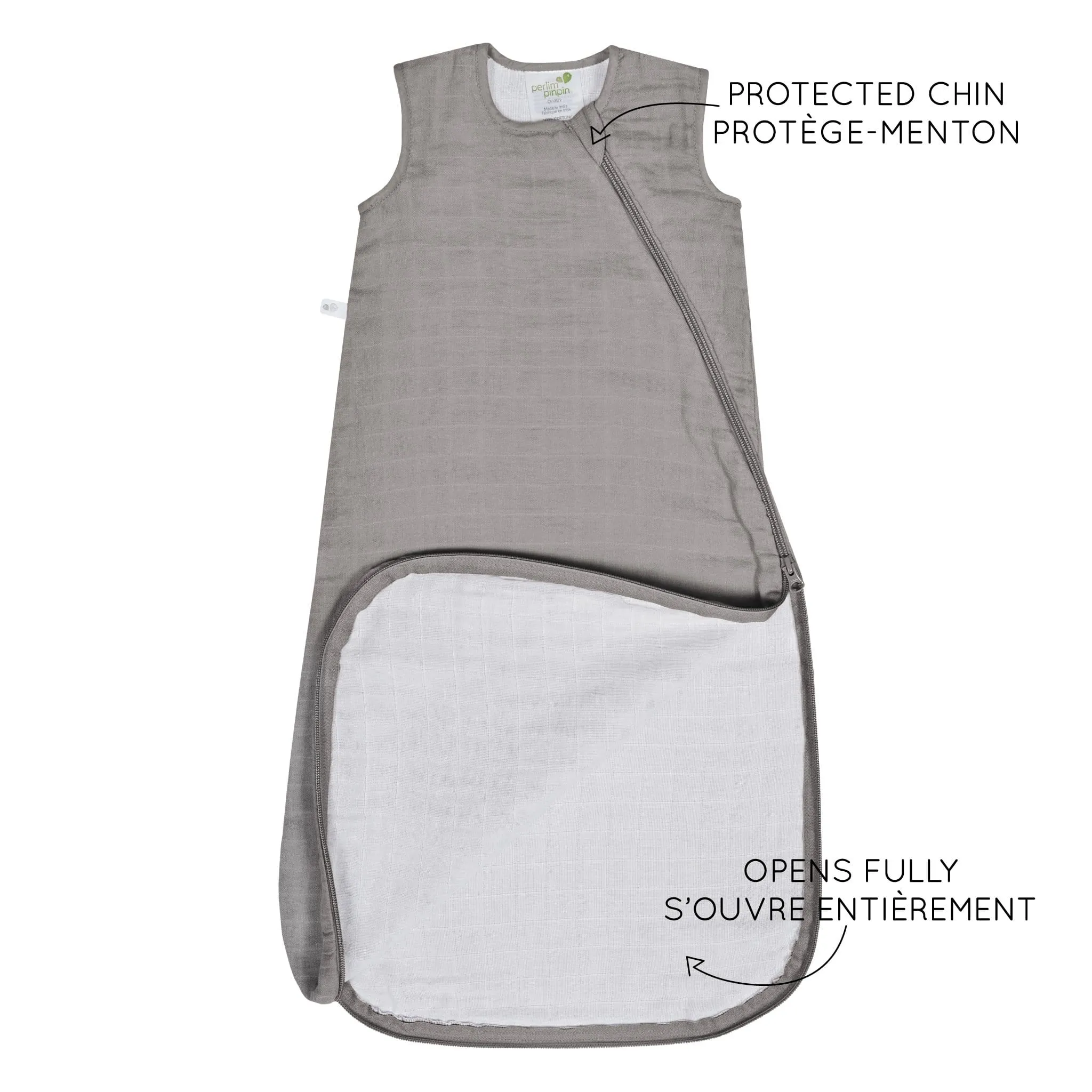 Cotton muslin sleep sack - Taupe (0.7 tog)