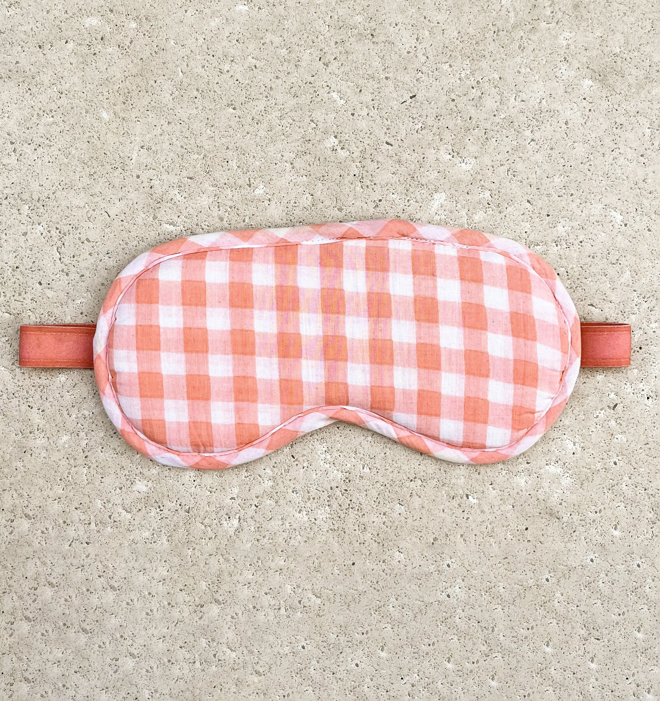 Cotton sleep mask [Pink & Peach Gingham]