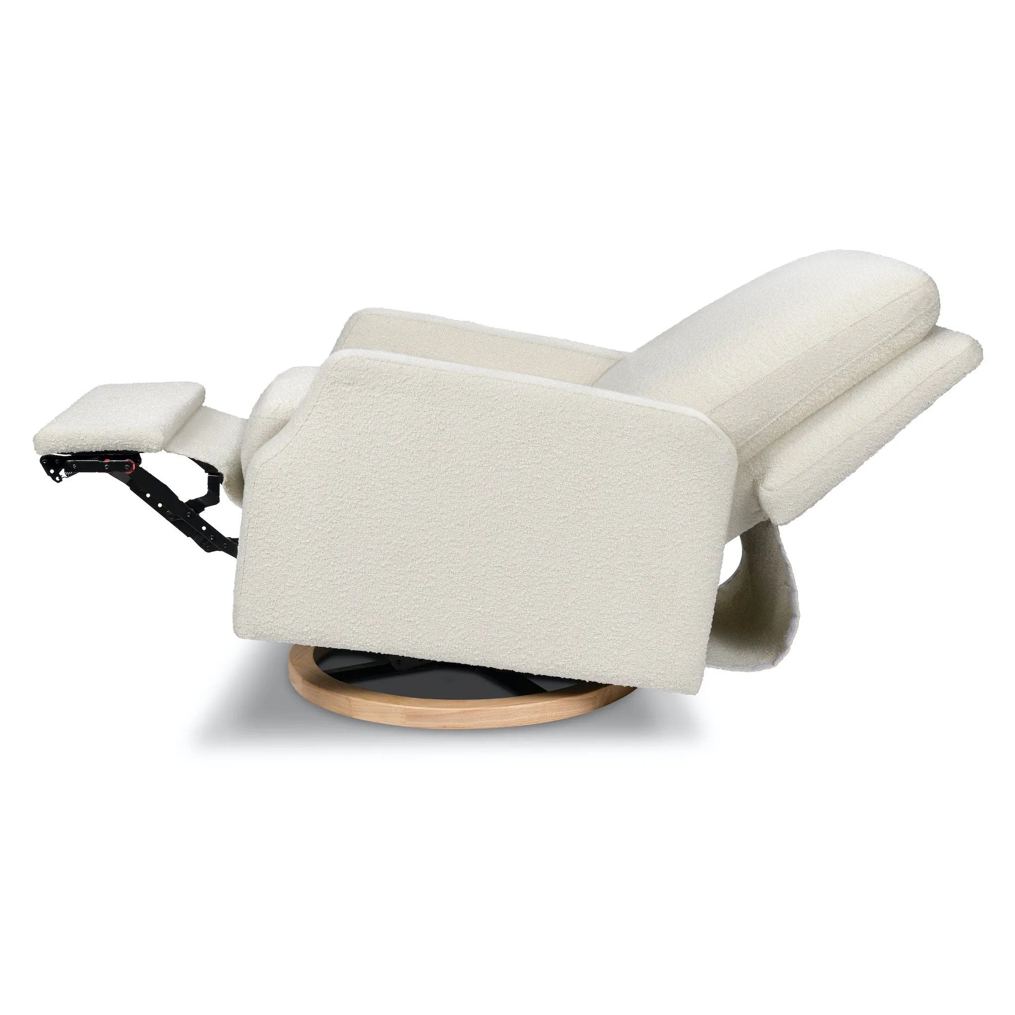 Crewe Electronic Recliner and Swivel Glider - Ivory Boucle with Light Wood Base