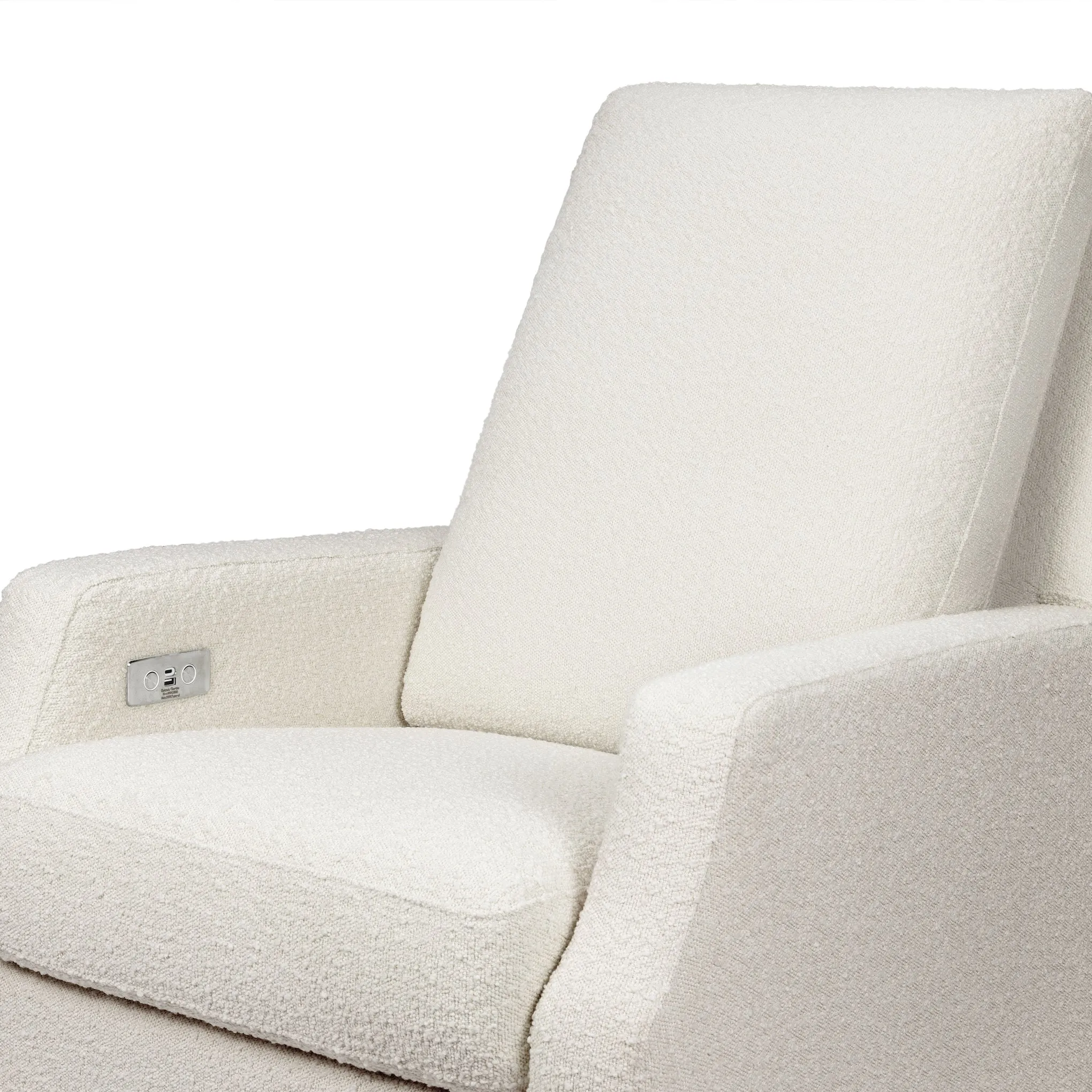 Crewe Electronic Recliner and Swivel Glider - Ivory Boucle with Light Wood Base