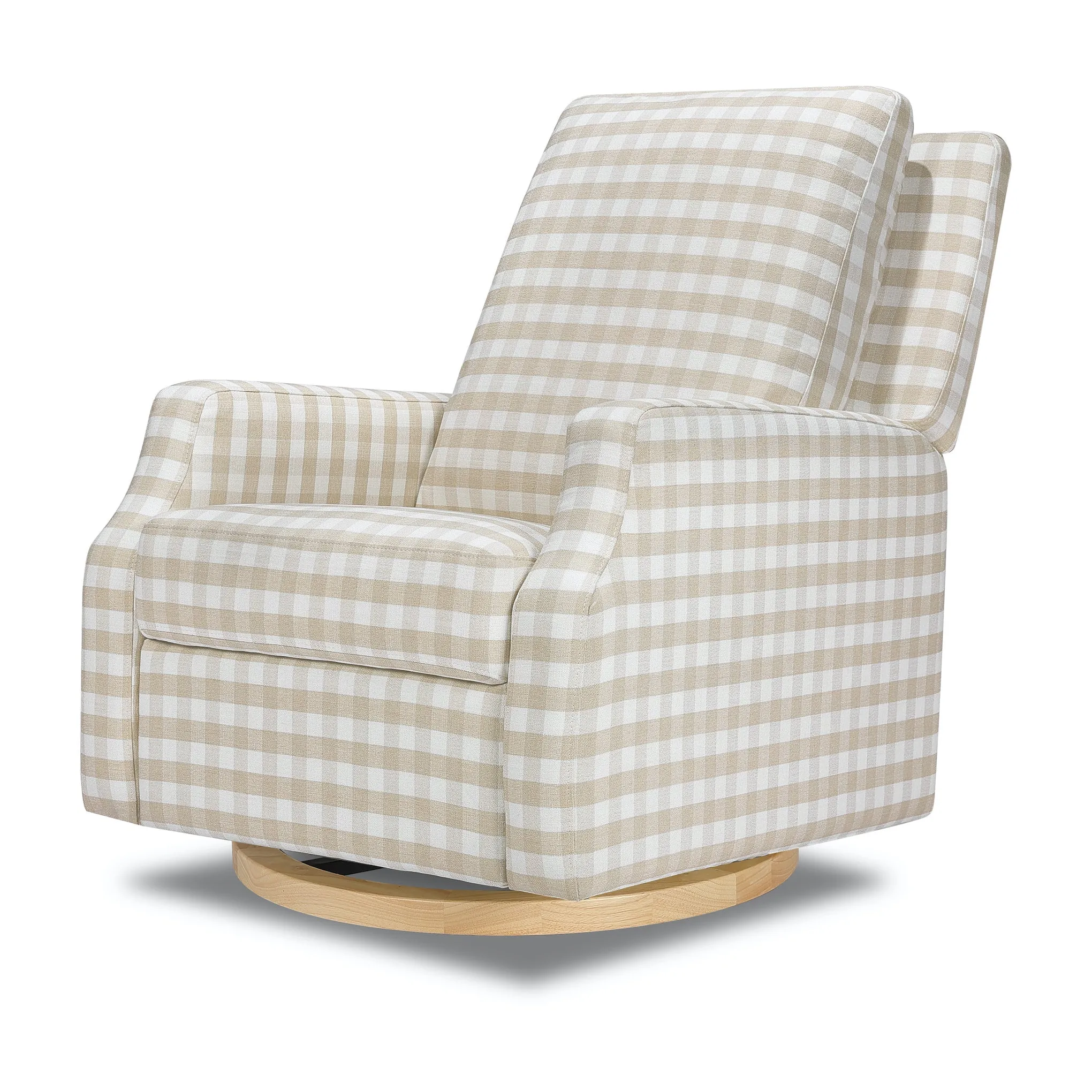 Crewe Recliner   Swivel Glider in Eco-Performance Fabric - Gingham