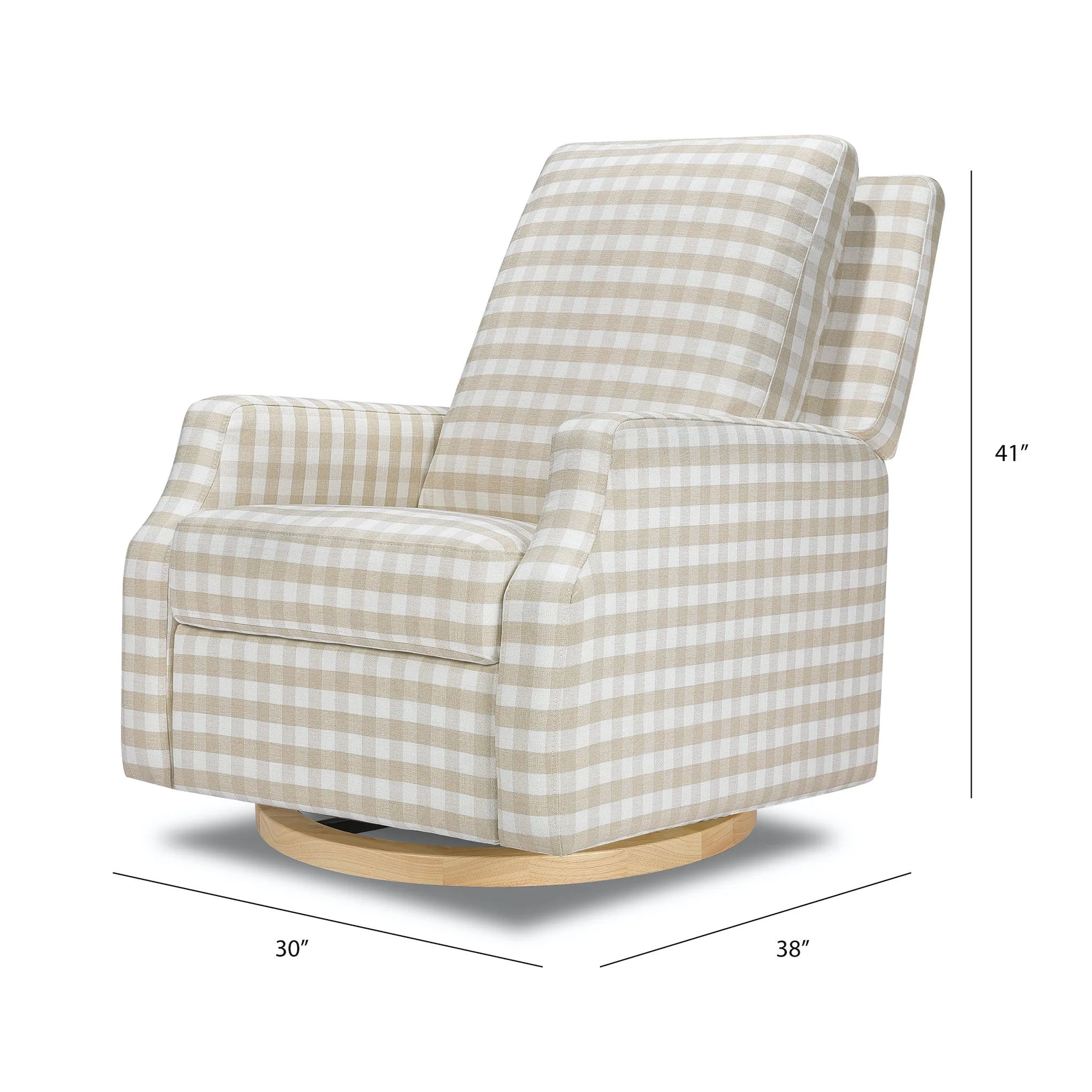 Crewe Recliner   Swivel Glider in Eco-Performance Fabric - Gingham