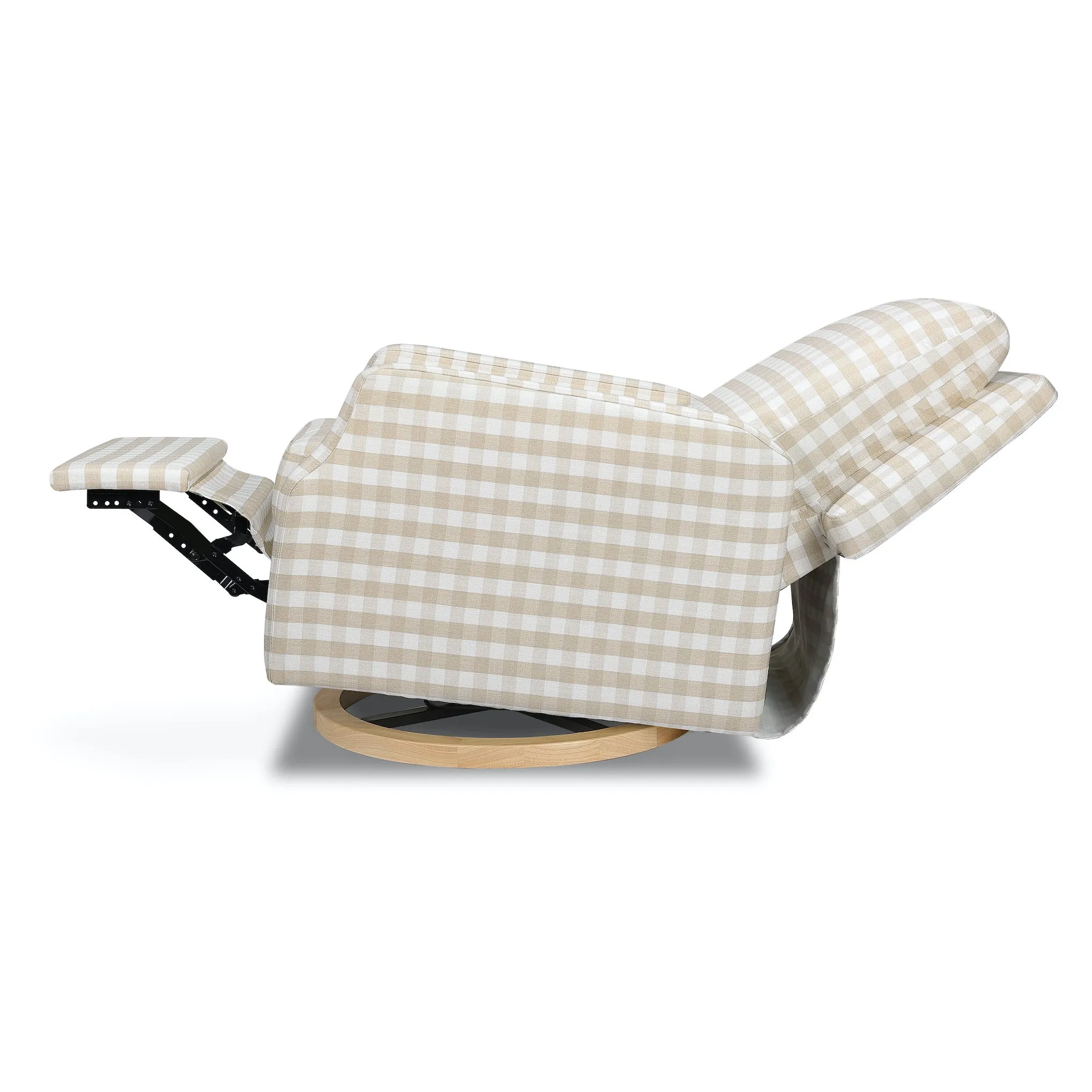 Crewe Recliner   Swivel Glider in Eco-Performance Fabric - Gingham