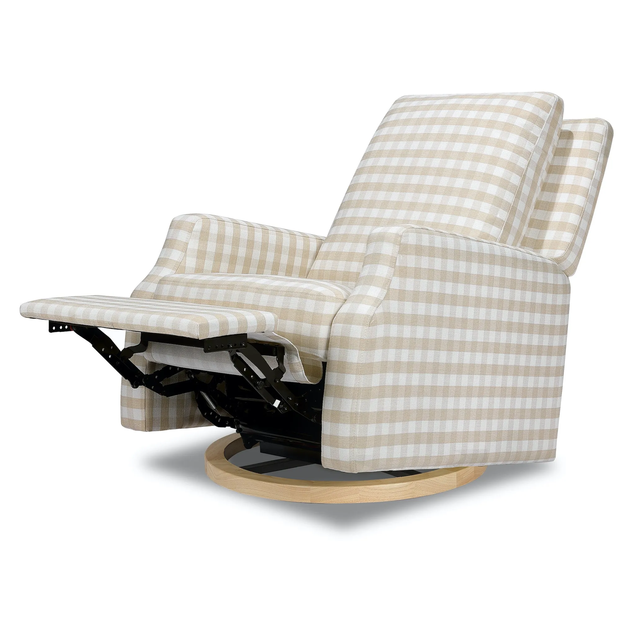 Crewe Recliner   Swivel Glider in Eco-Performance Fabric - Gingham