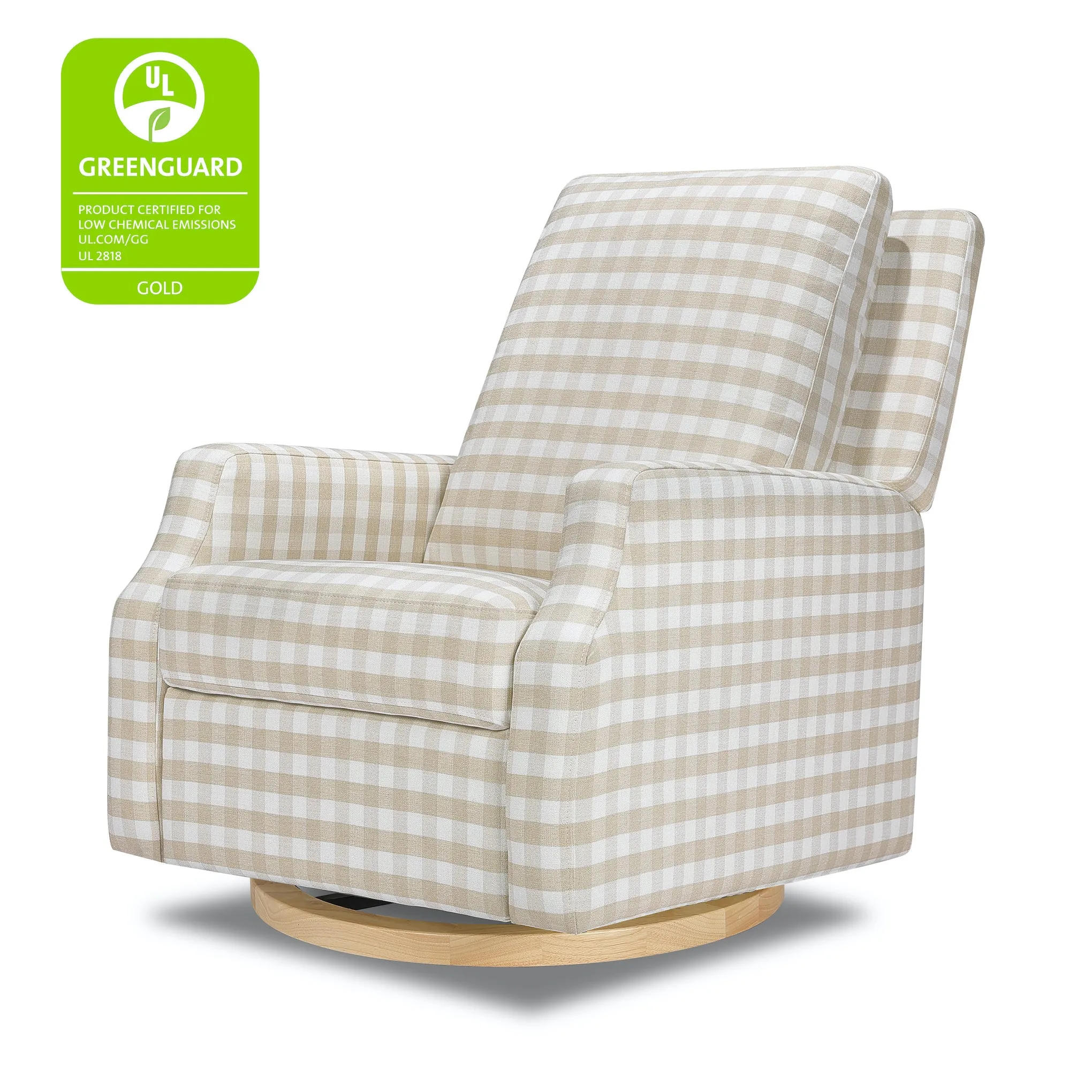 Crewe Recliner   Swivel Glider in Eco-Performance Fabric - Gingham