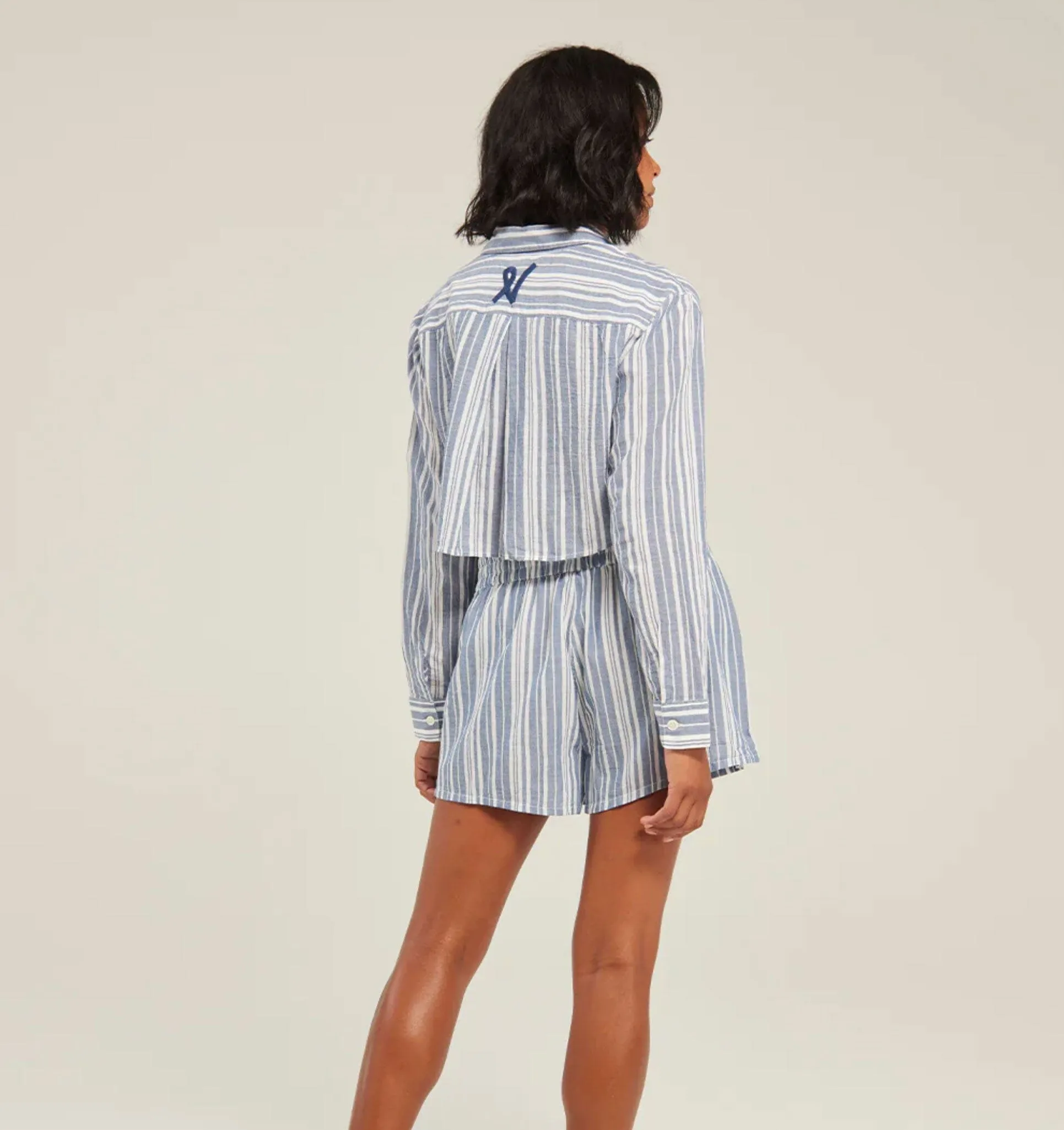 Cropped shirt & short set [French Blue]