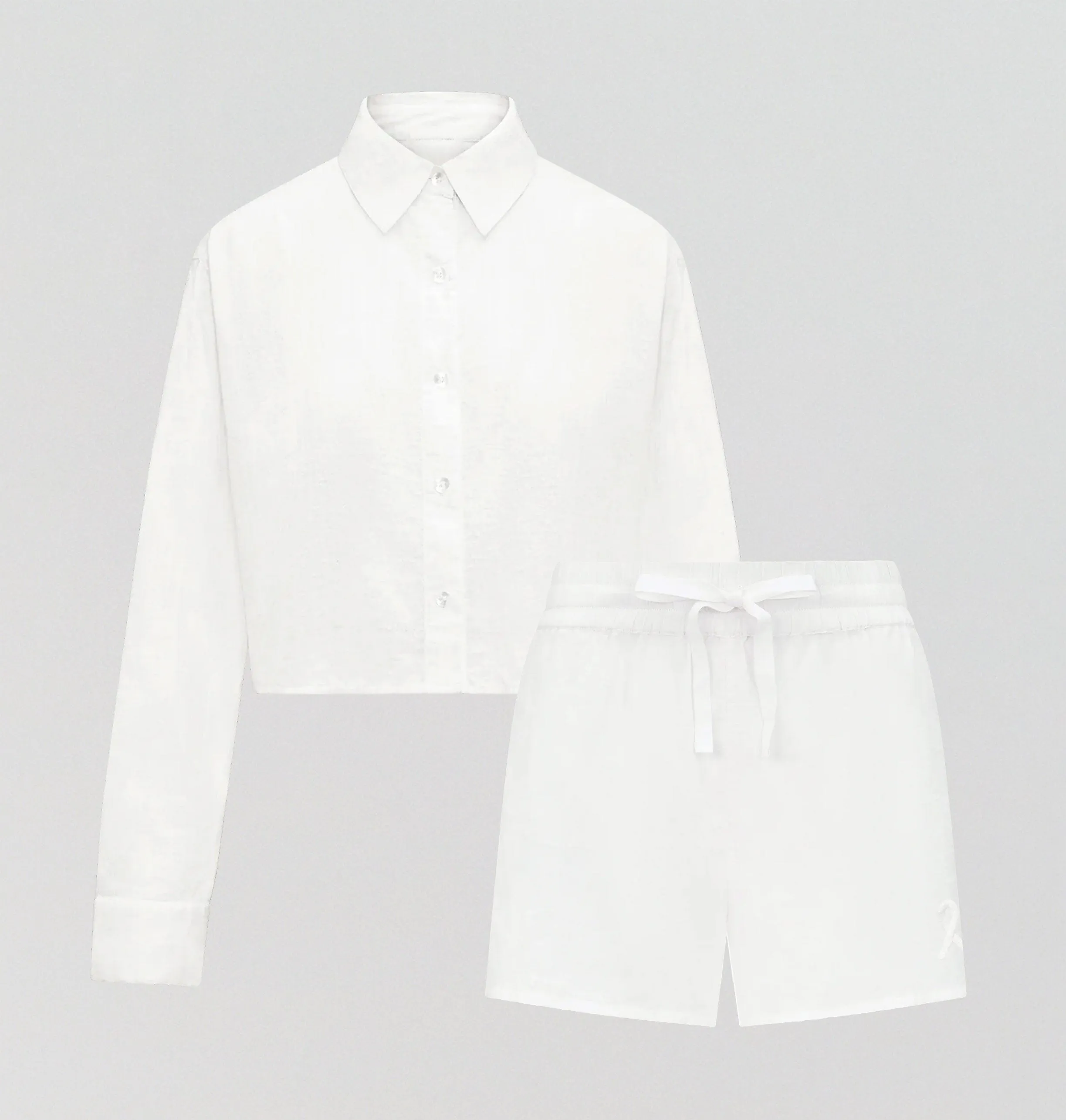 Cropped shirt & short set  [Linen White]