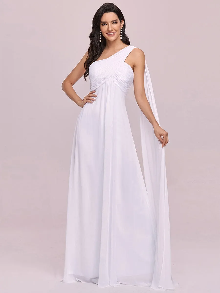 Custom Size Pleated One Shoulder Long Chiffon Formal Evening Dress