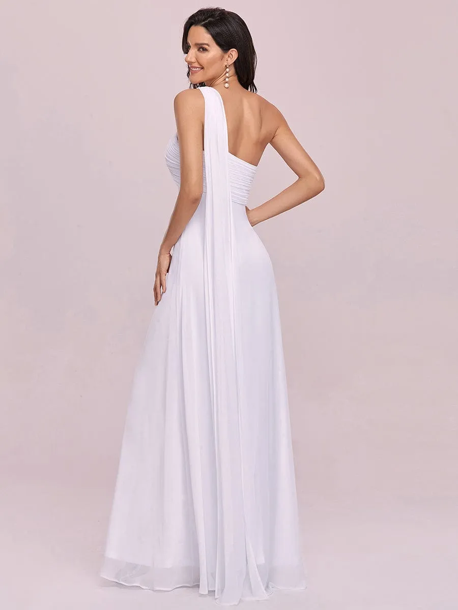 Custom Size Pleated One Shoulder Long Chiffon Formal Evening Dress