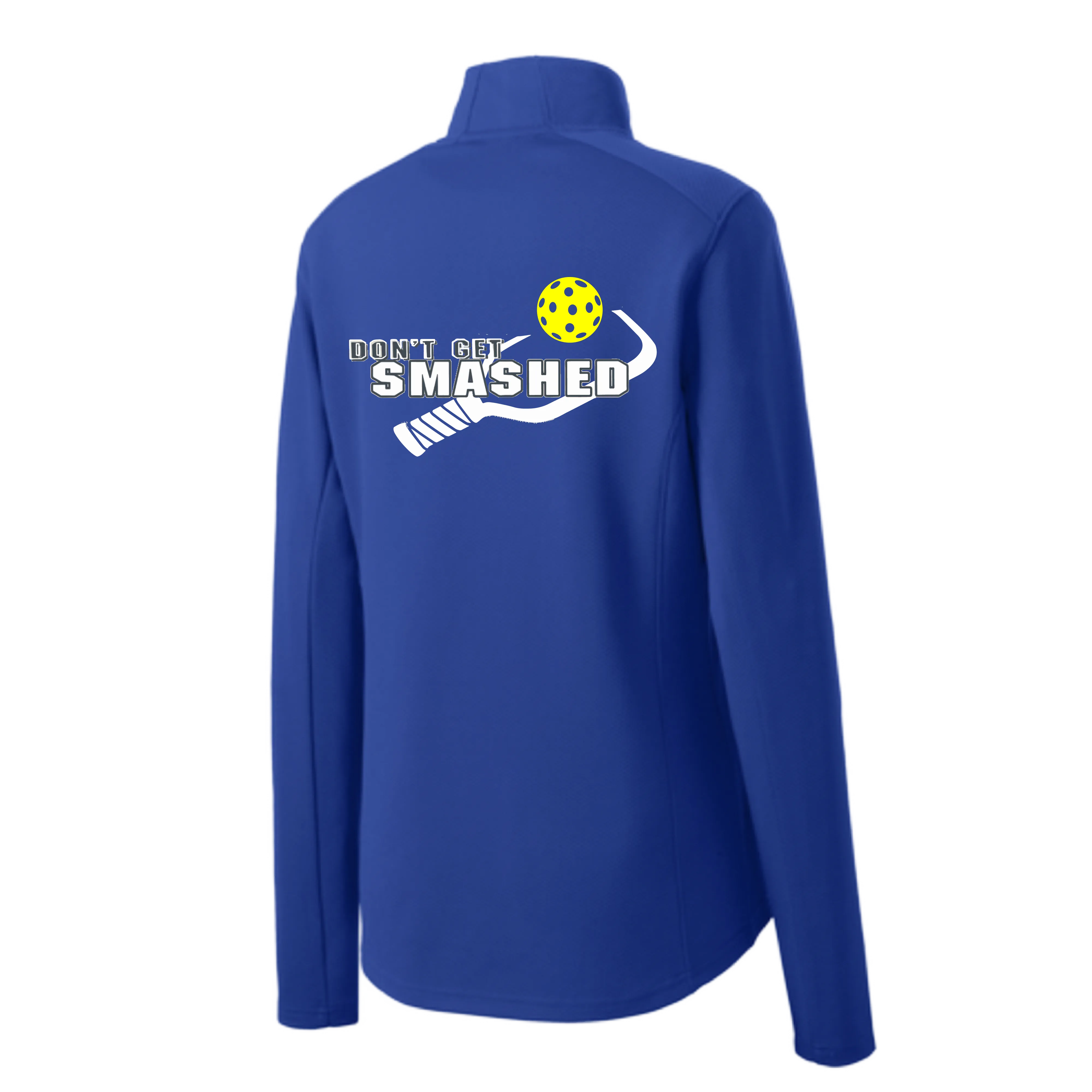 Don't Get Smashed (Pickleball Color Purple White Yellow) | Women's 1/4 Zip Pullover Athletic Shirt | 100% Polyester