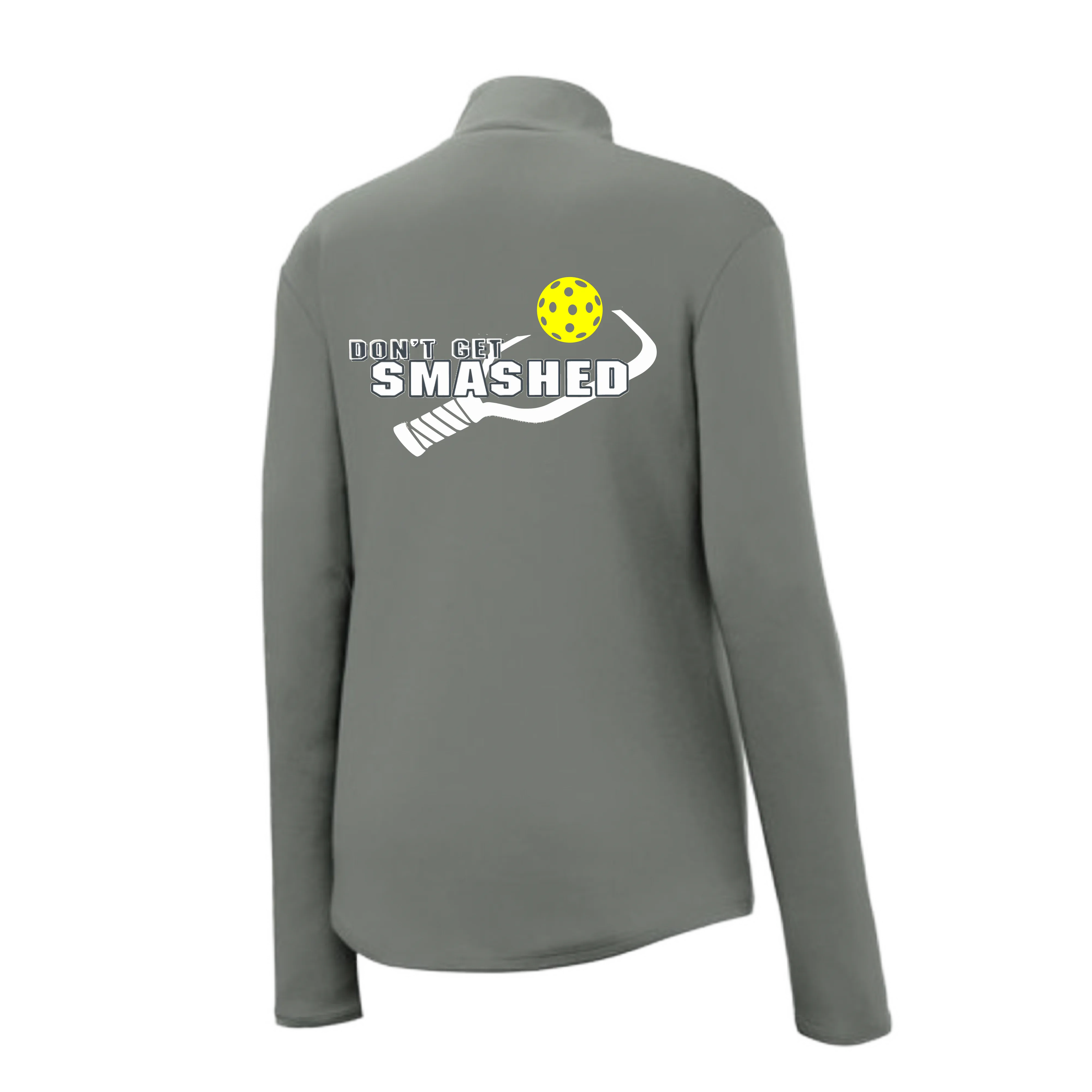 Don't Get Smashed (Pickleball Color Purple White Yellow) | Women's 1/4 Zip Pullover Athletic Shirt | 100% Polyester