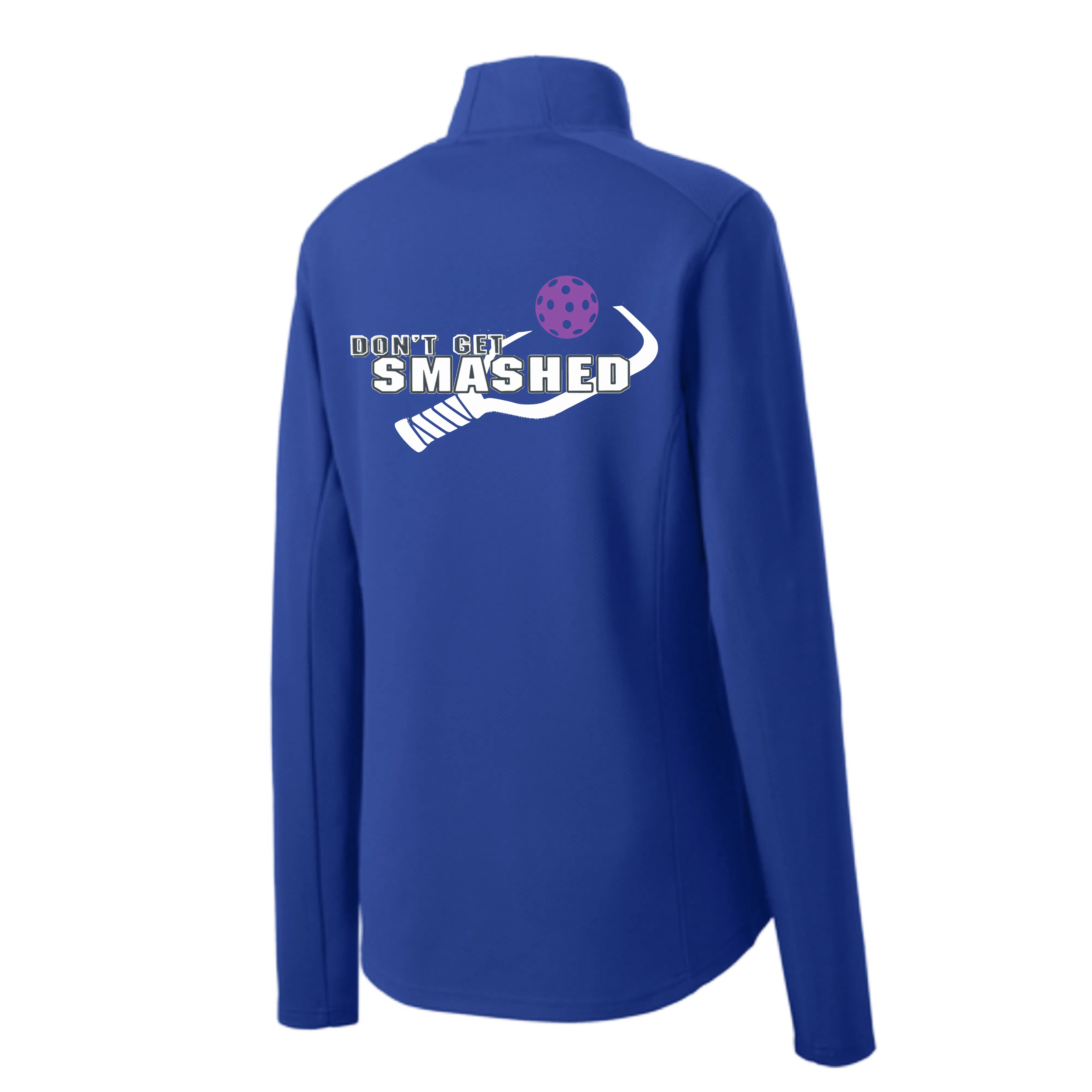 Don't Get Smashed (Pickleball Color Purple White Yellow) | Women's 1/4 Zip Pullover Athletic Shirt | 100% Polyester