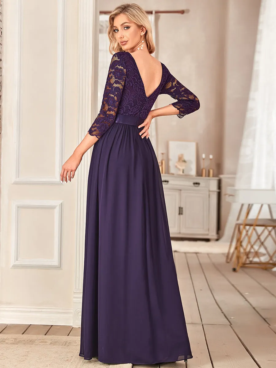 Elegant Empire  Wholesale Bridesmaid Dresses with Long Lace Sleeve