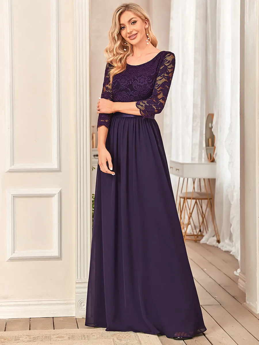 Elegant Empire  Wholesale Bridesmaid Dresses with Long Lace Sleeve