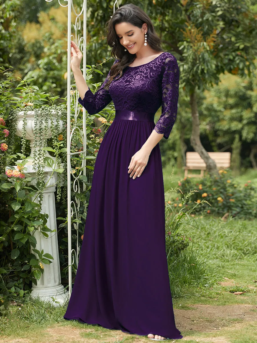 Elegant Empire  Wholesale Bridesmaid Dresses with Long Lace Sleeve