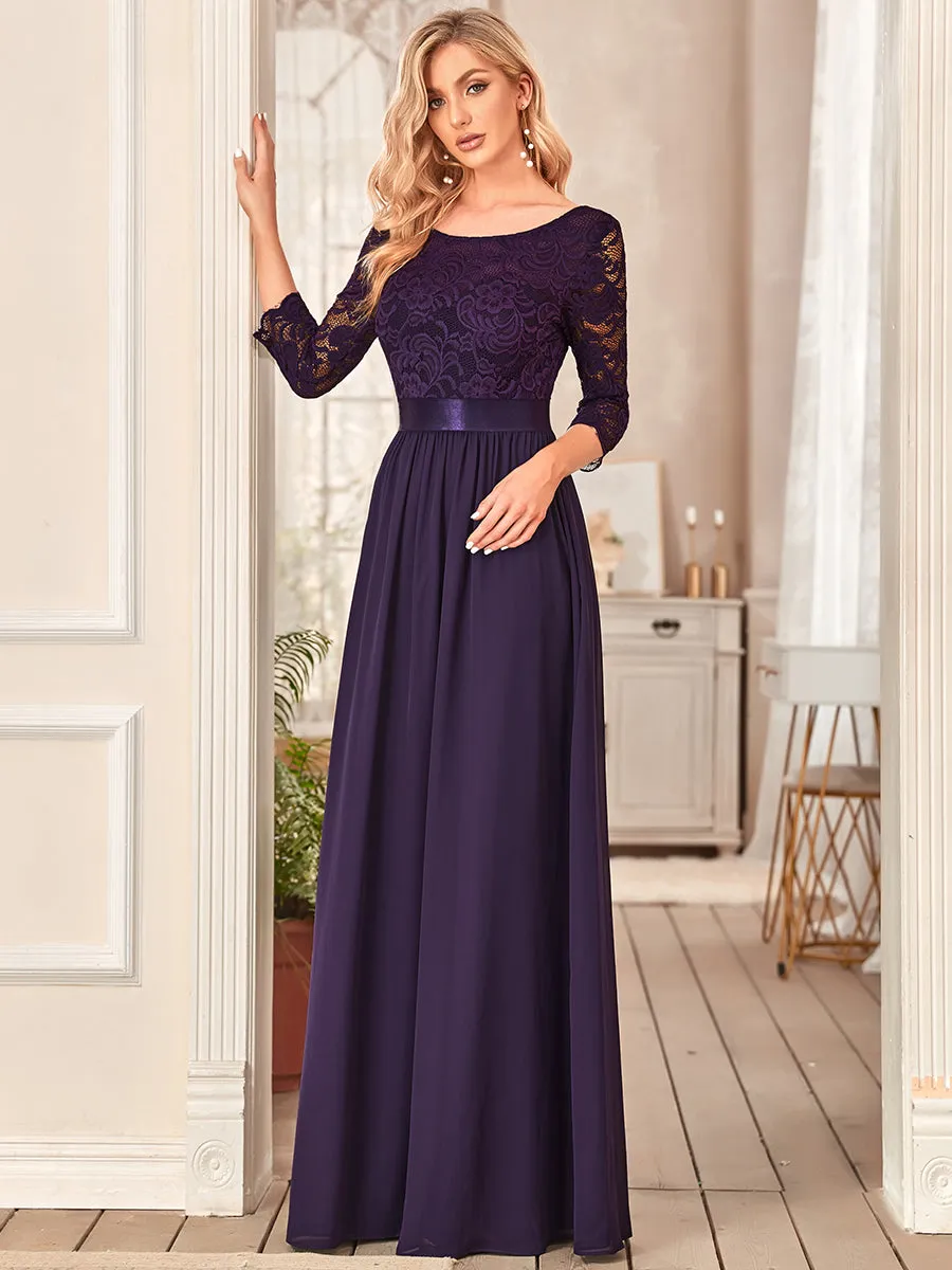 Elegant Empire  Wholesale Bridesmaid Dresses with Long Lace Sleeve