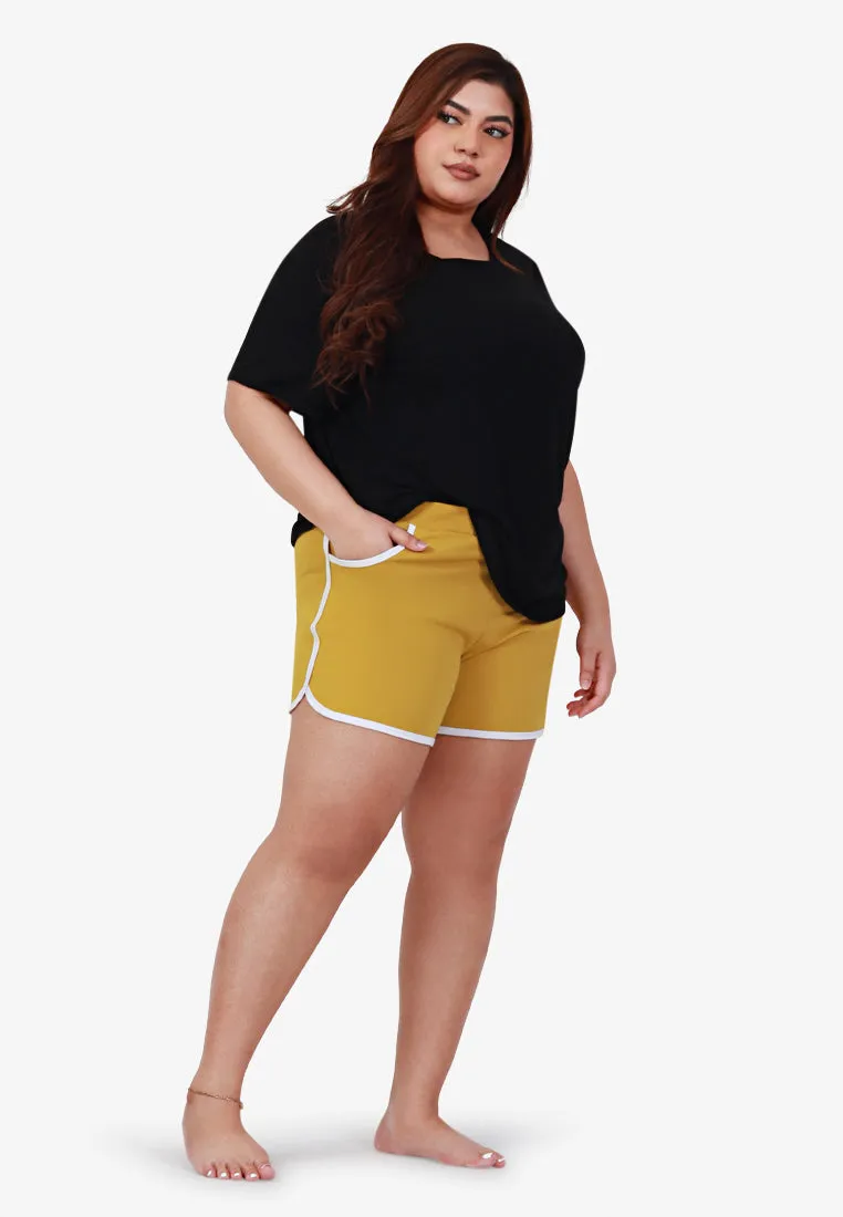 Fonda Plus Size Retro Shorts - Black