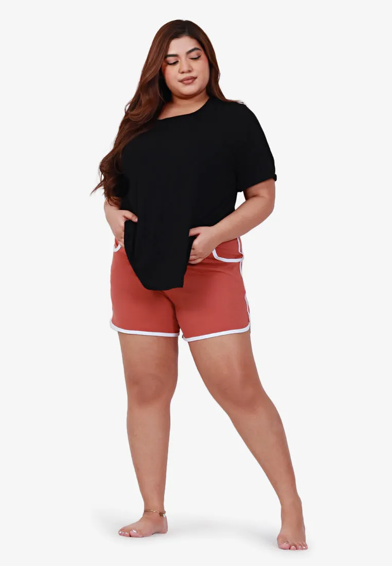 Fonda Plus Size Retro Shorts - Dark Green