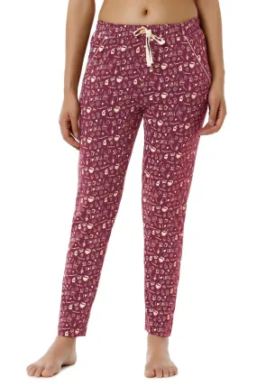 Full Length PJ Bottom - Burgundy Coffee Print