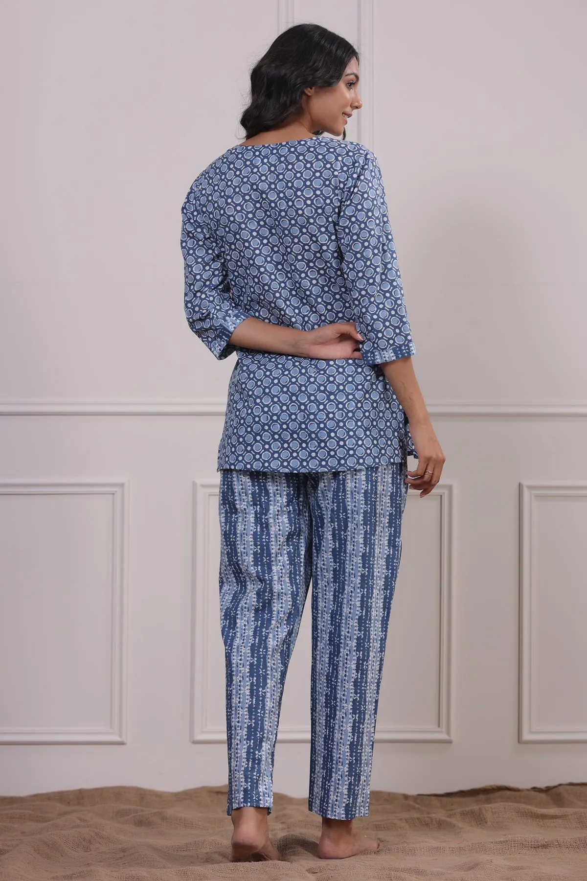 Geometric Patterns on Sky Blue Loungewear