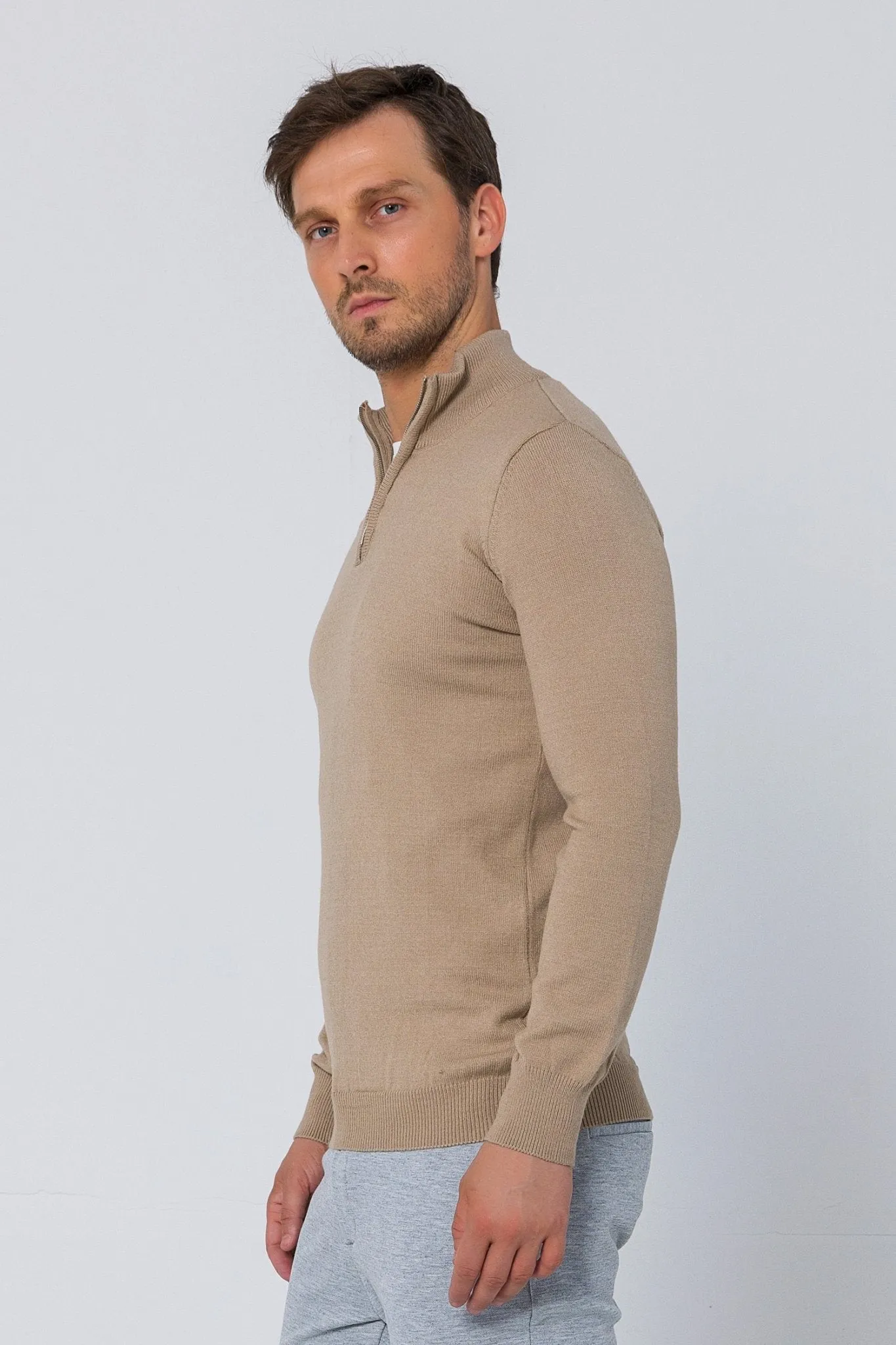 Half Zip Sweater - Beige