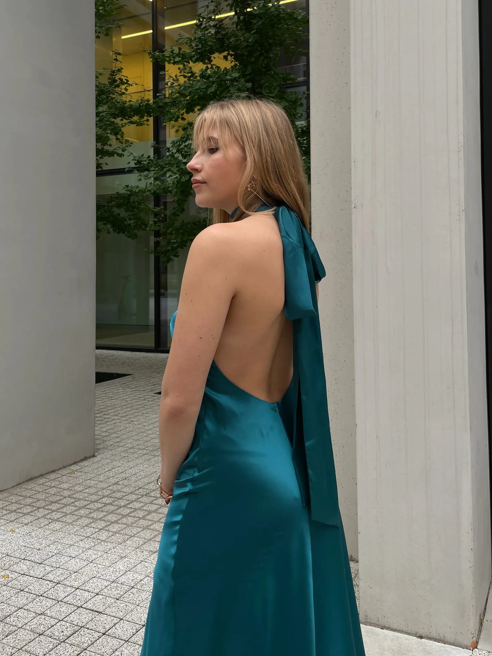 Halter Newest Long Prom Dresses, Open Back Bridesmaid Dresses, Sexy Evening Party Girl Dresses