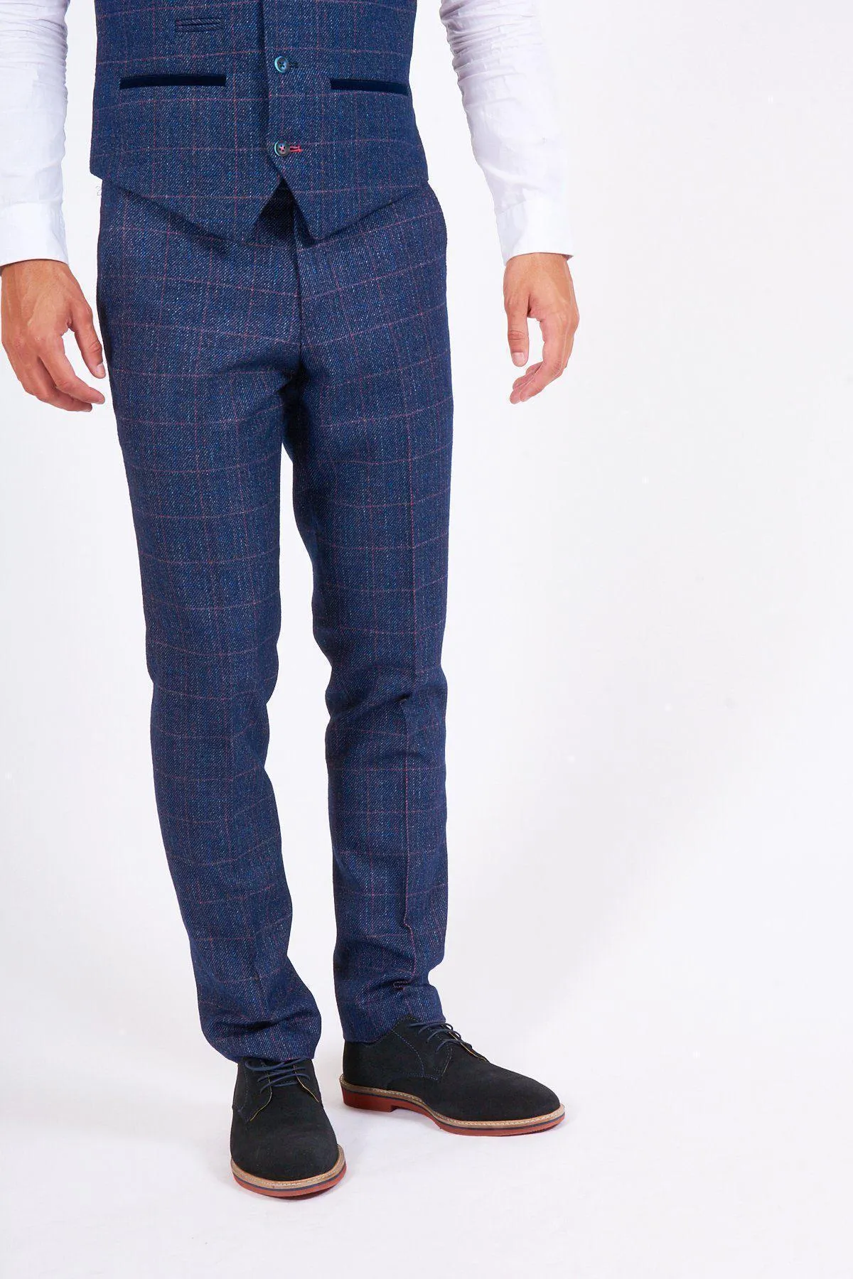 HARRY - Indigo Tweed Check Trousers