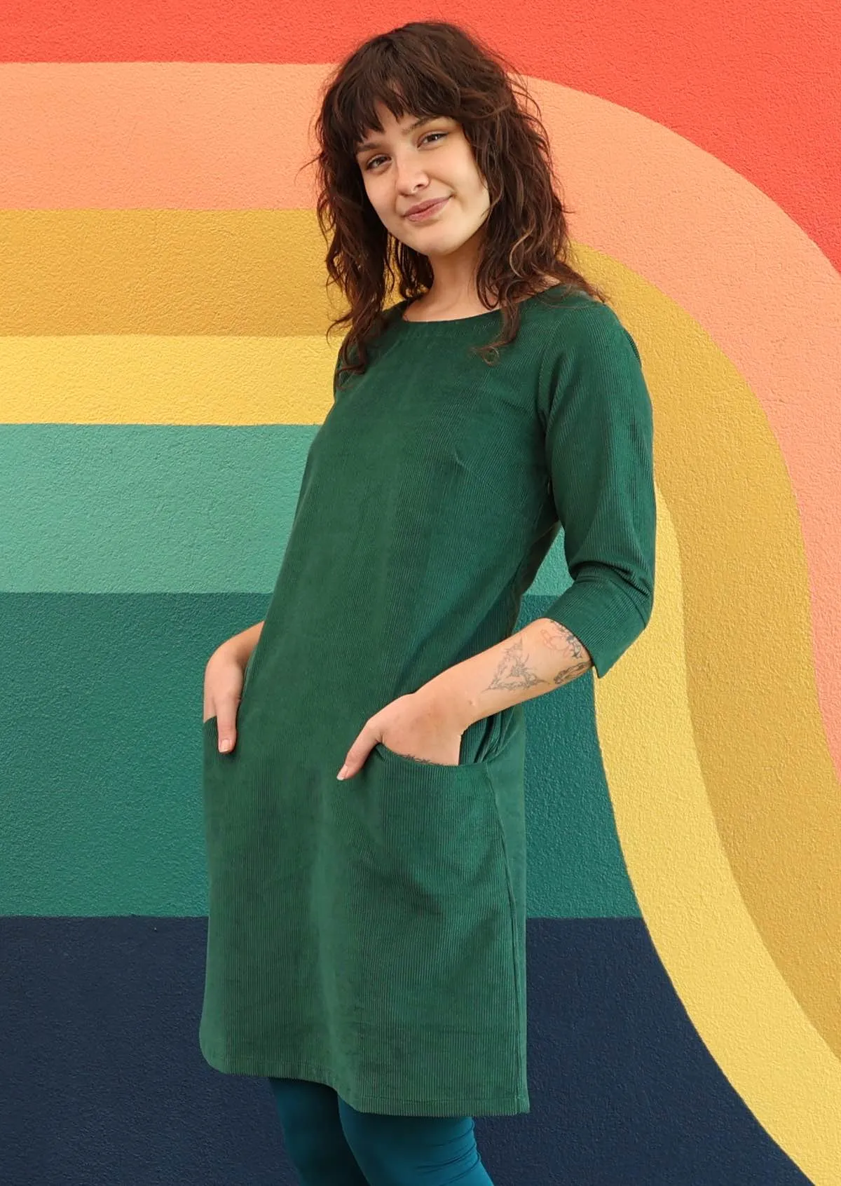 Jamie Corduroy Dress Hunter Green