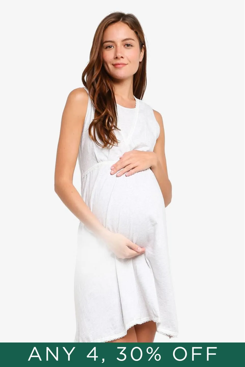 Jane Sleeveless Maternity and Nursing Gown H.Grey