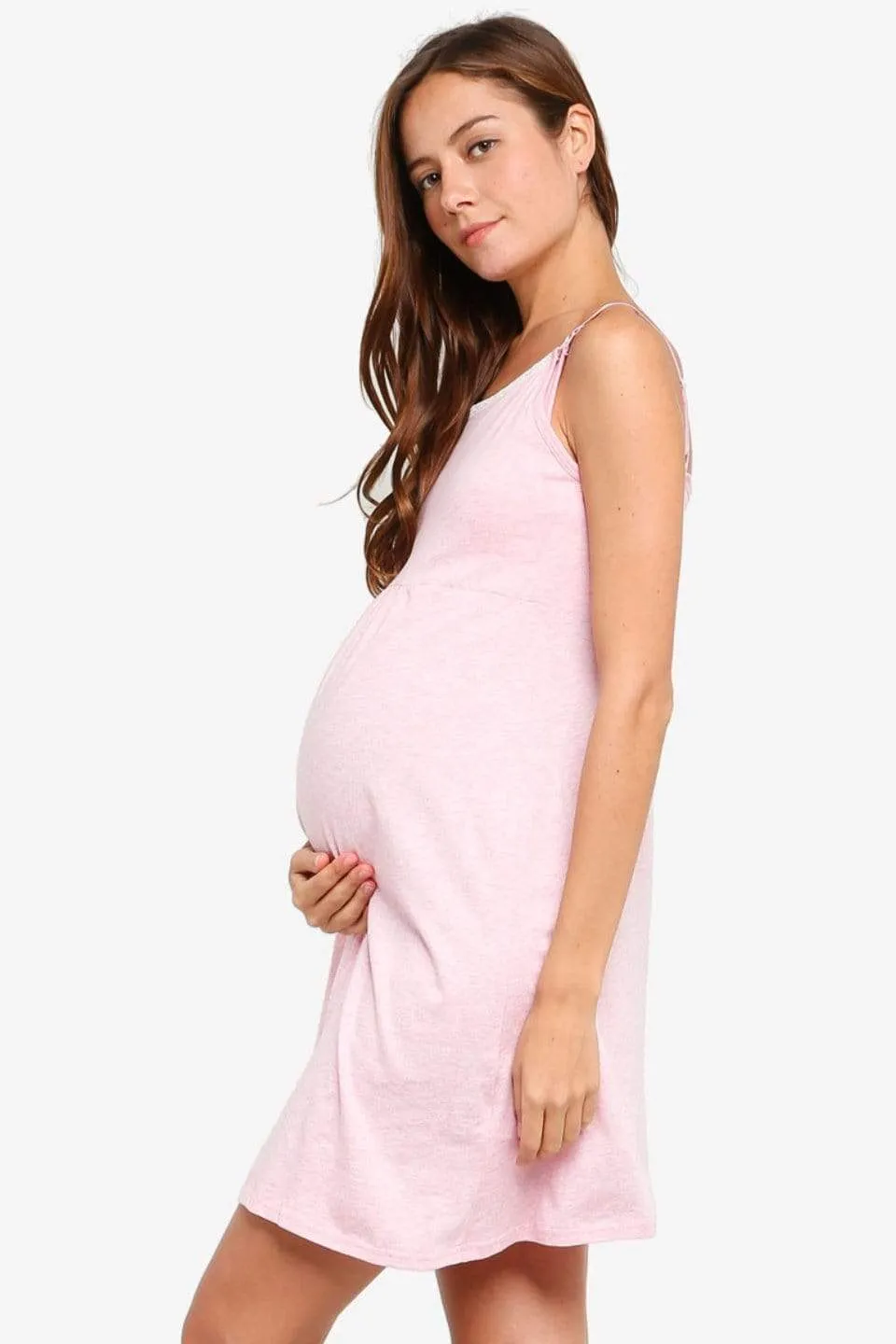 Jenna Sleeveless Maternity and Nursing Gown H.Pink