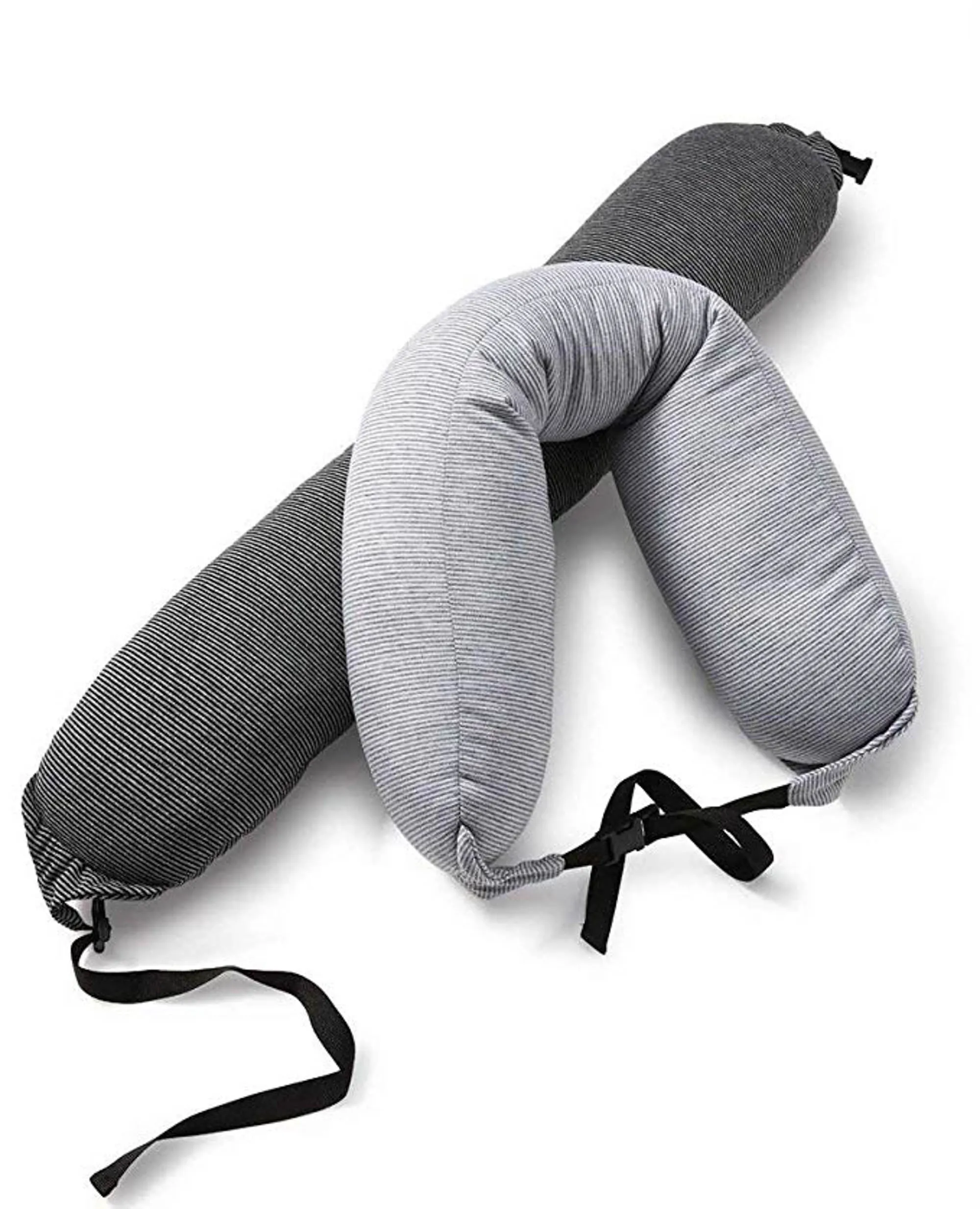 Jersey Stripe - Memory Foam Neck Pillow - Gray Stripe