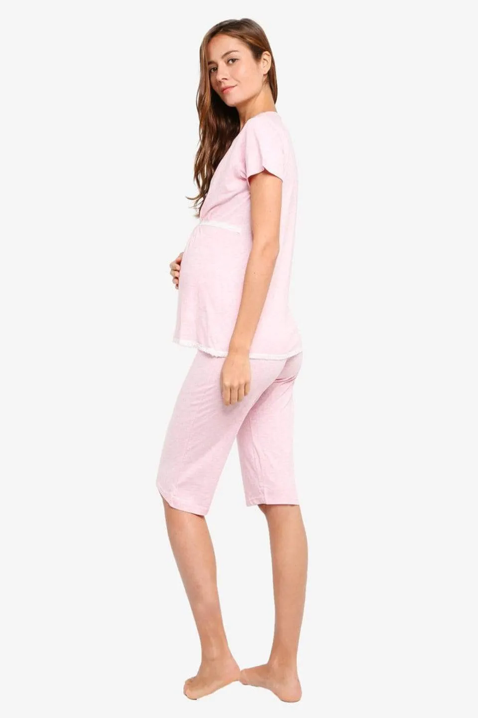 Jessie Short Sleeve Maternity and Nursing Sleepwear Heather Pink