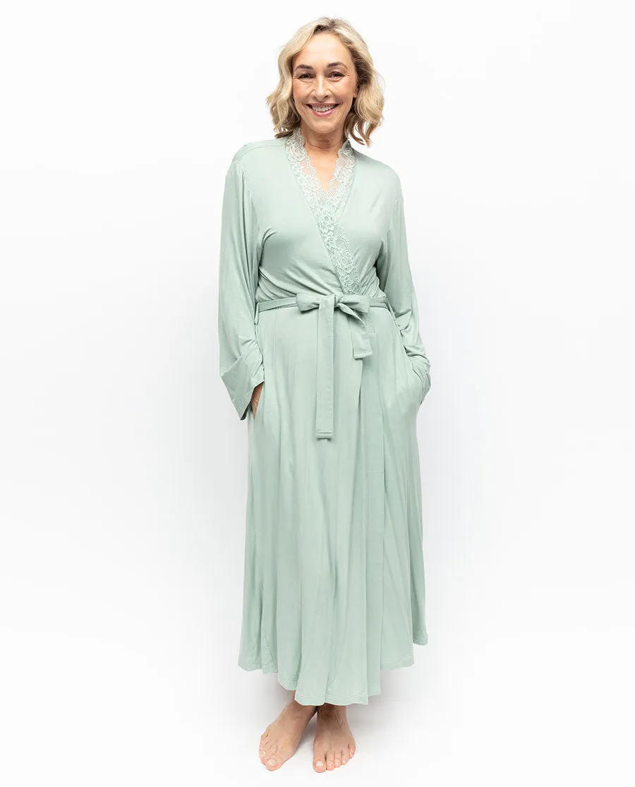 Julia Lace Detail Jersey Long Dressing Gown