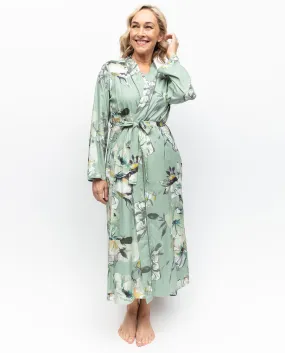 Julia Lace Trim Floral Print Long Dressing Gown