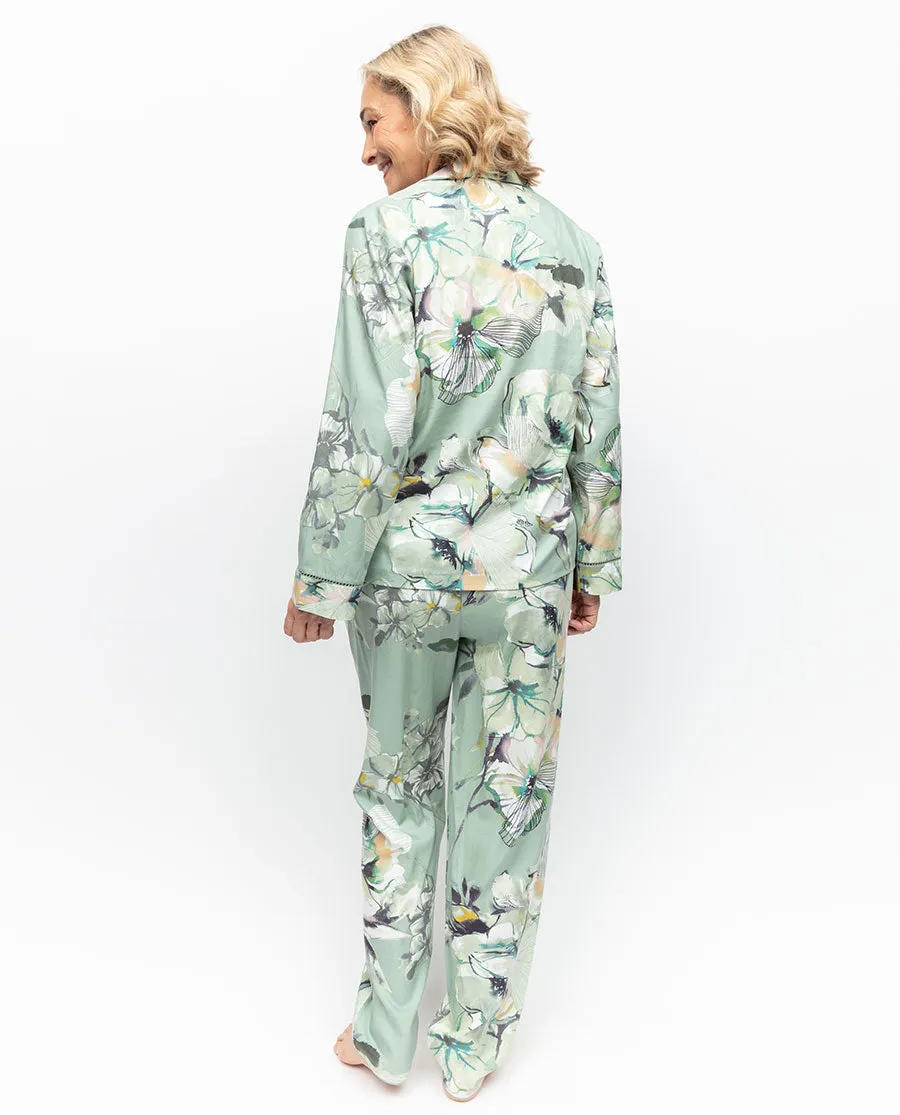 Elegant Julia Lace Trim Floral Print Pajama Set for Women - Soft and Stylish Sleepwear