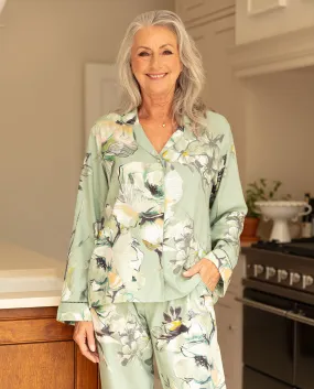 Elegant Julia Lace Trim Floral Print Pajama Set for Women - Soft and Stylish Sleepwear