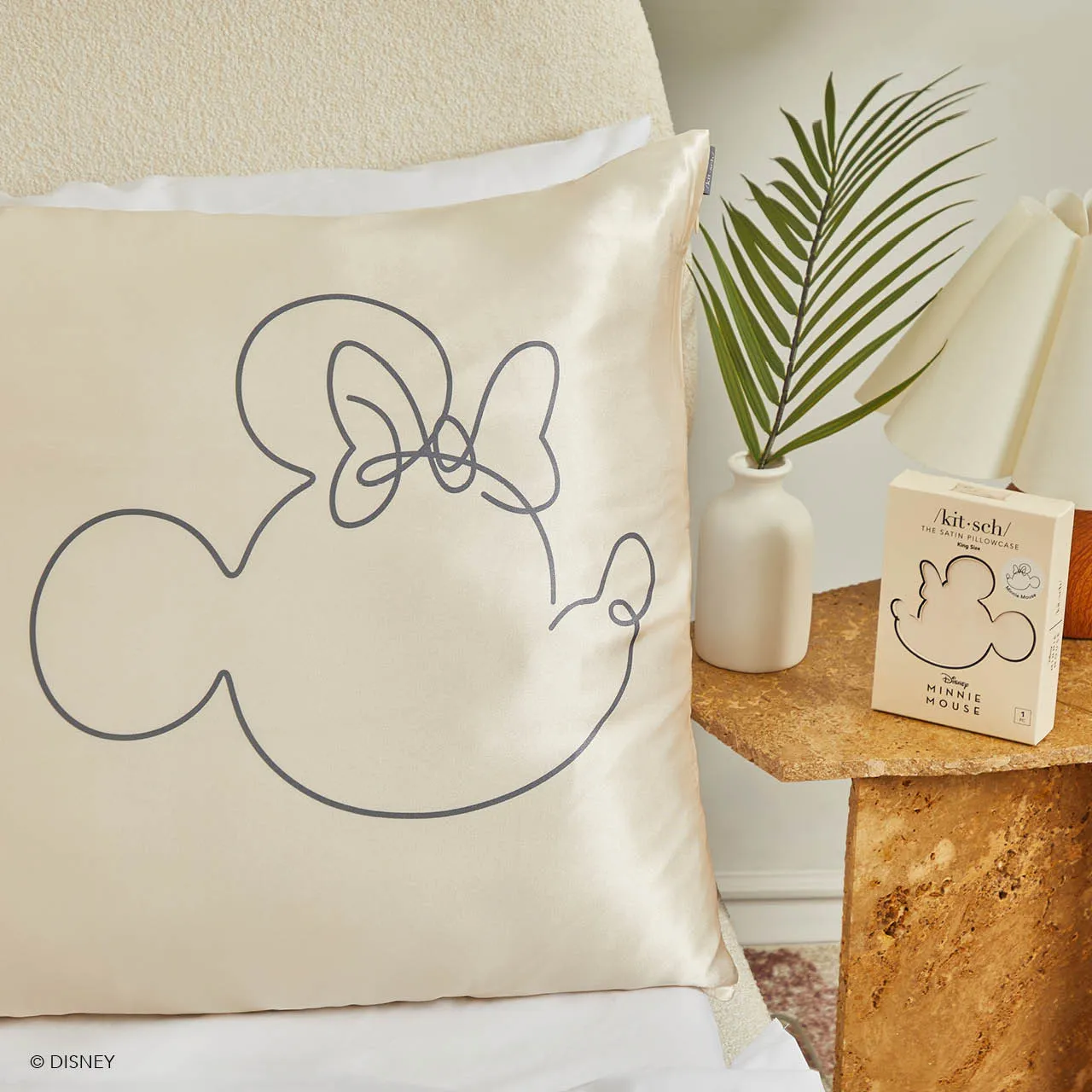 Kitsch & Mickey and Minnie Satin Pillowcase King Mrs. Mouse - Cream