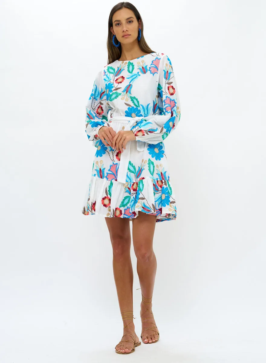 Long Sleeve Flirty Mini Dress - Monet Multi