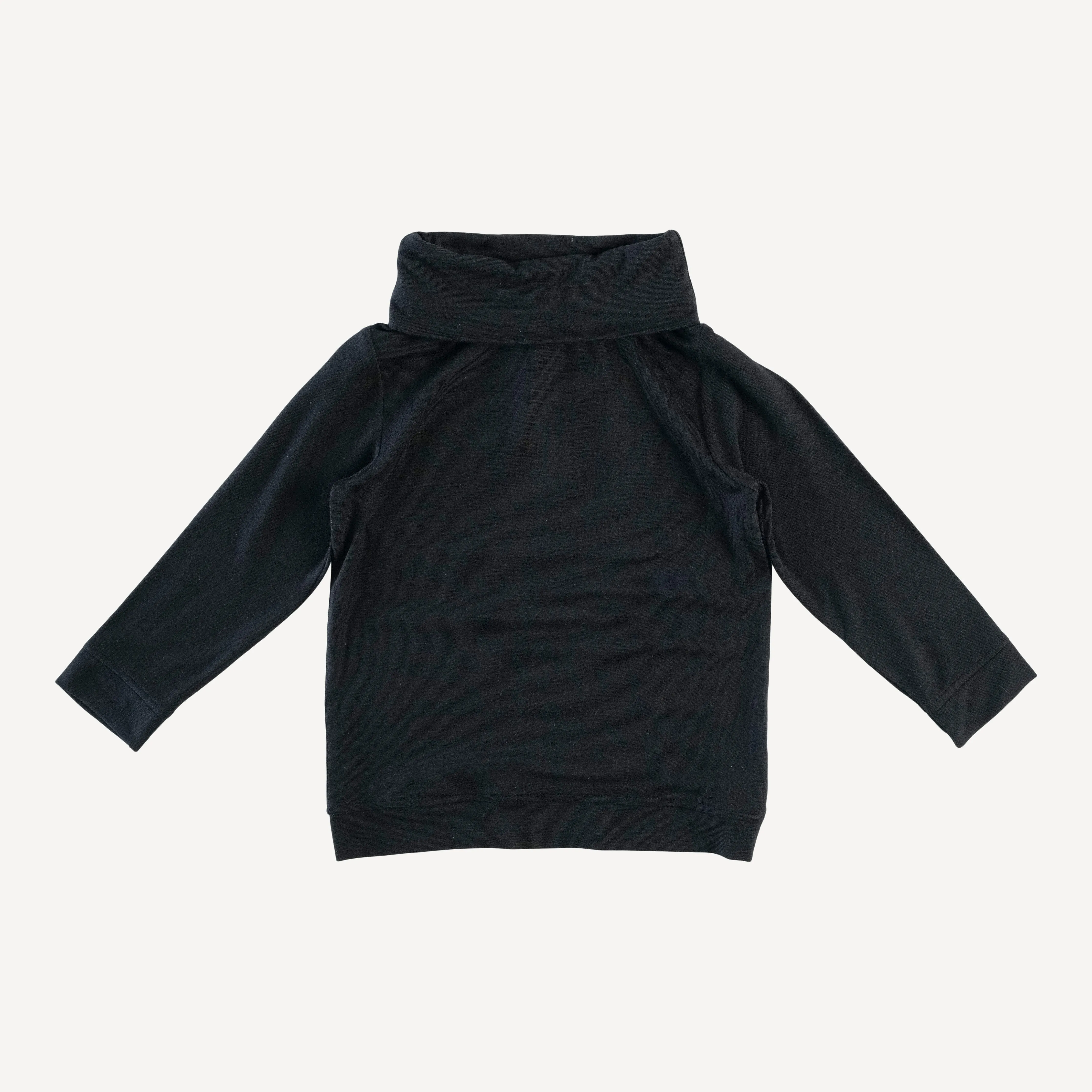 long sleeve folded collar tee | black | lenzing modal