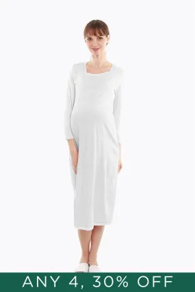 Long Sleeved Jessie Maternity and Nursing Gown Hue Grey