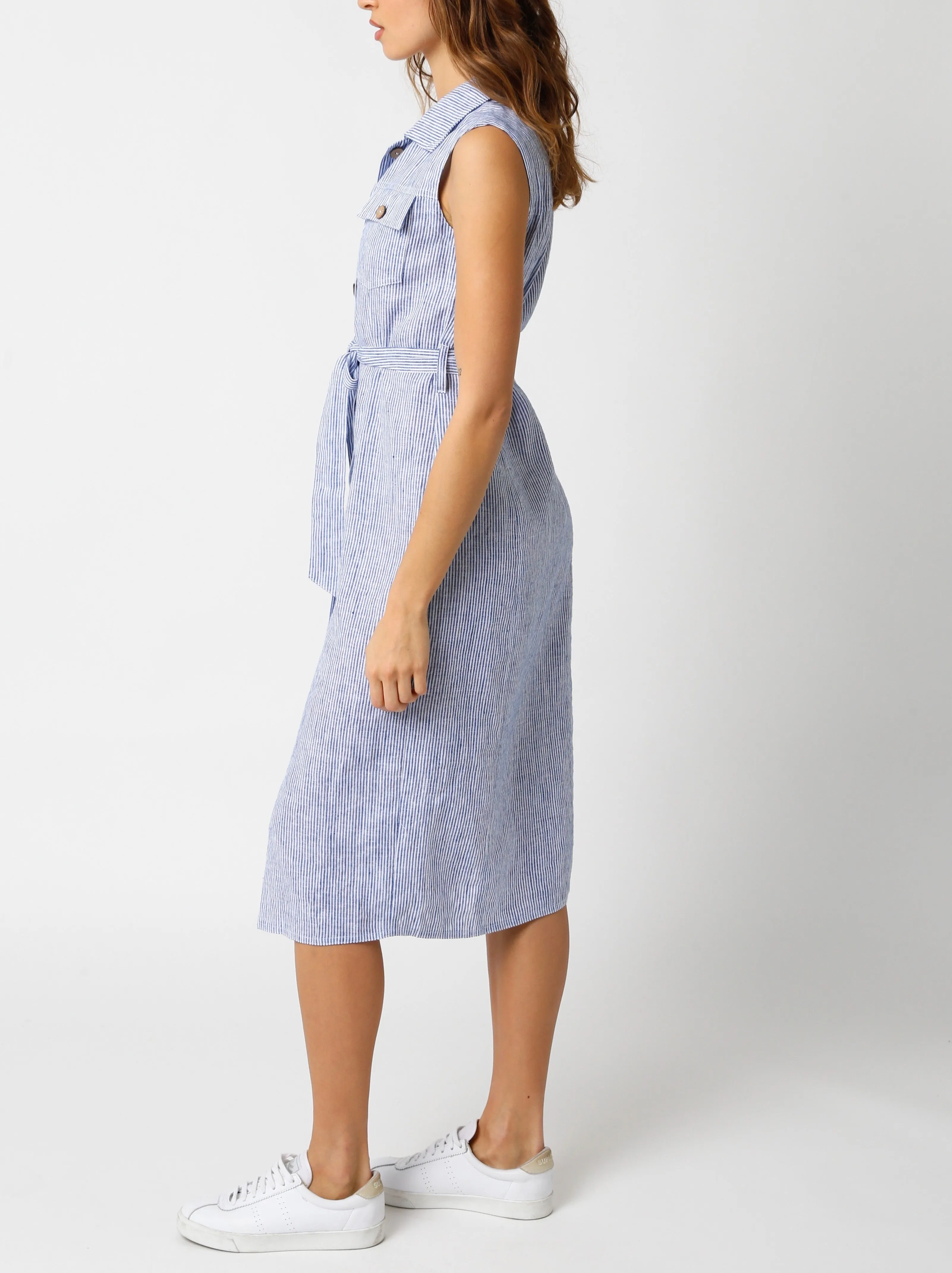 Marisol Stripe Linen Midi Dress