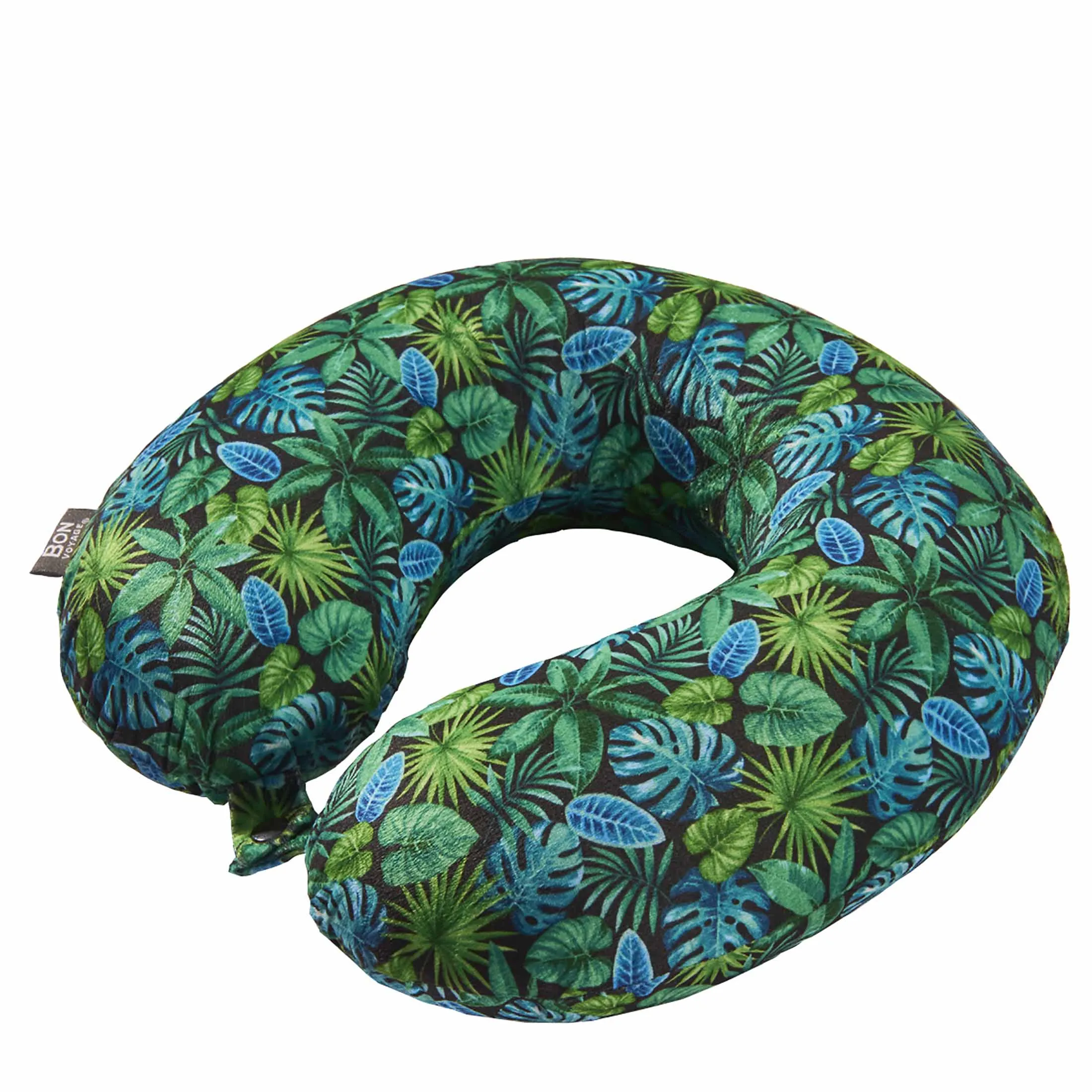 Midnight Jungle Memory Foam Travel Neck Pillow - Green