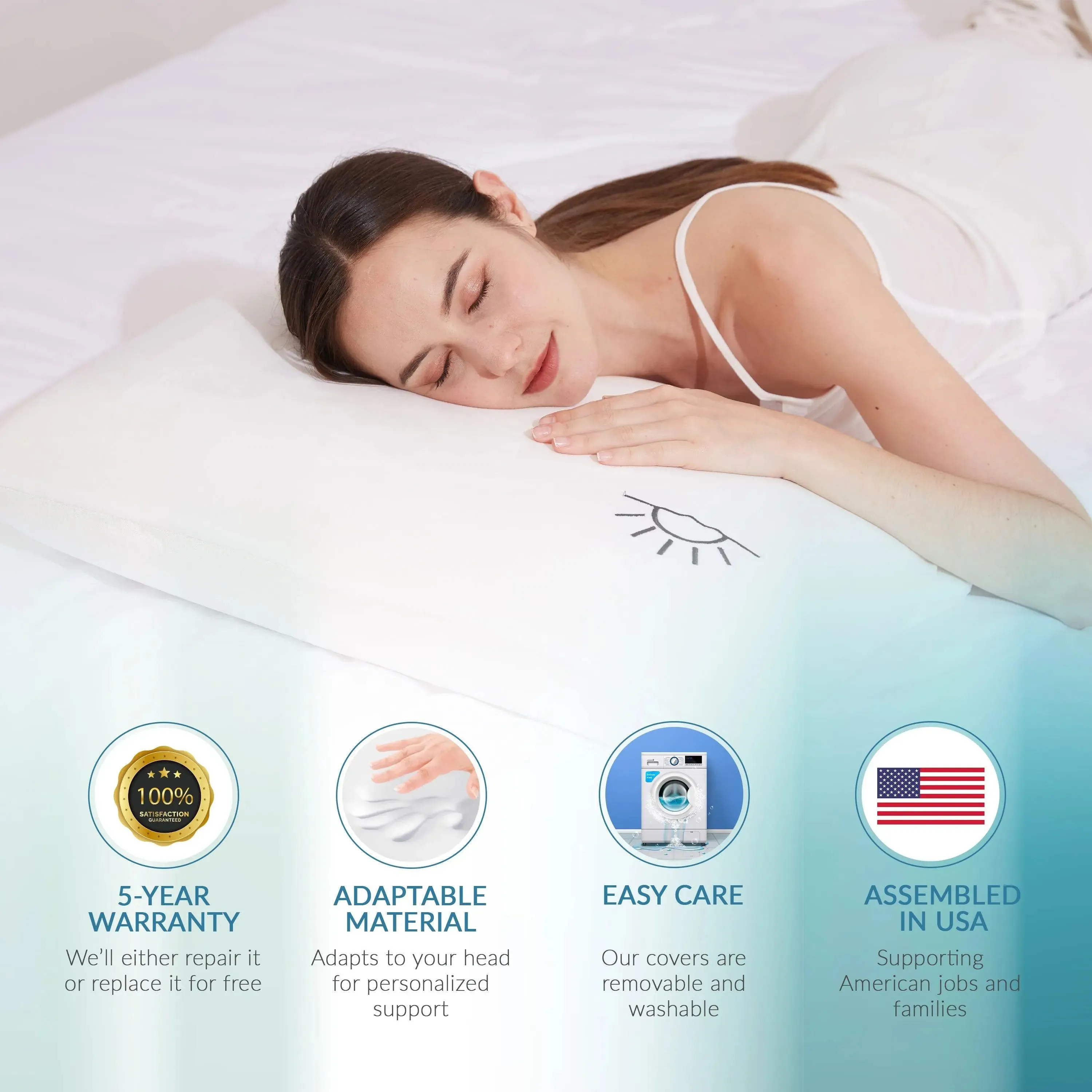 MODVEL Gel Memory Foam Cooling Pillow for Stomach Sleepers | Orthopedic Neck & Back Support | Relaxing Medium-Plush Feel