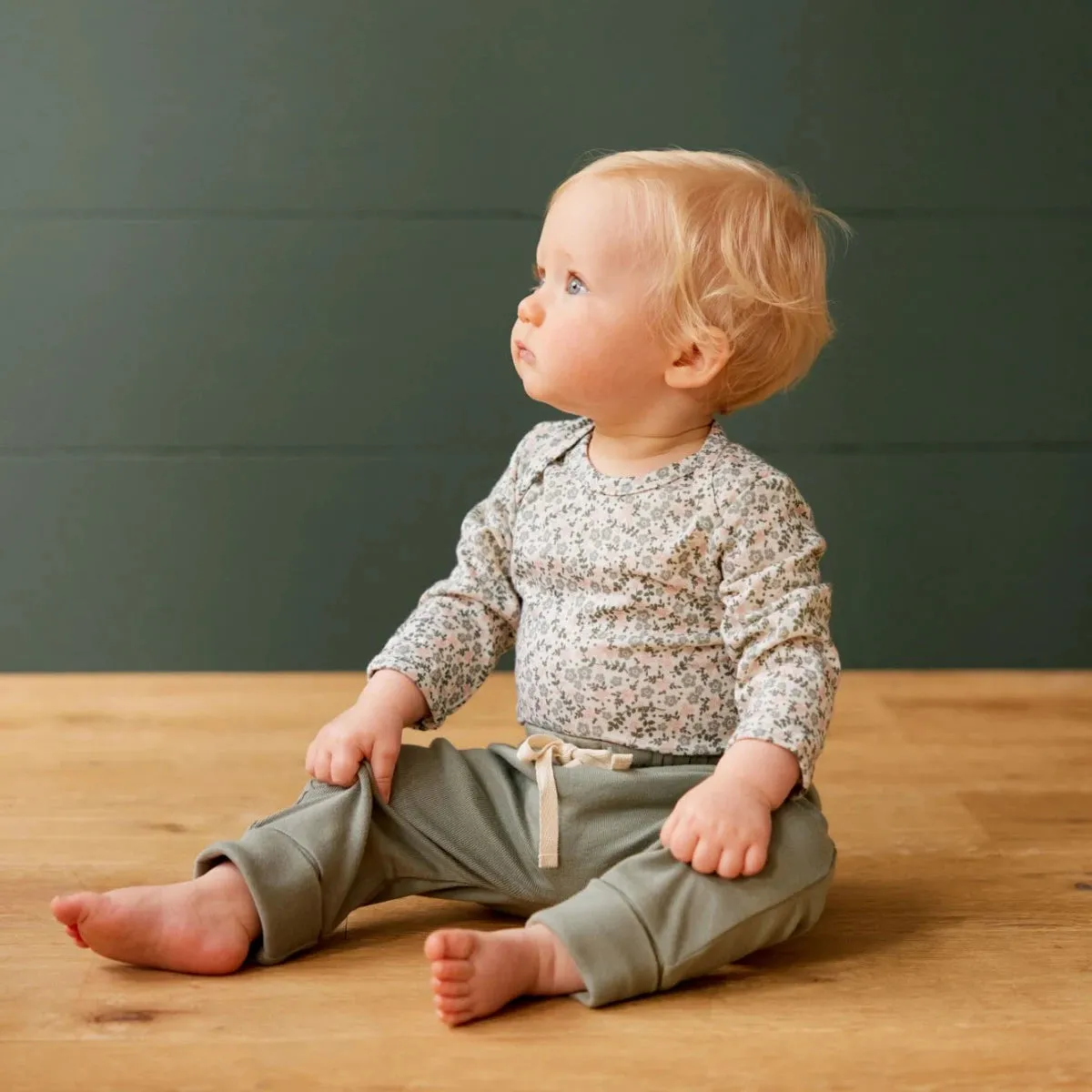 Nature Baby Cotton Drawstring Pants - Nettle