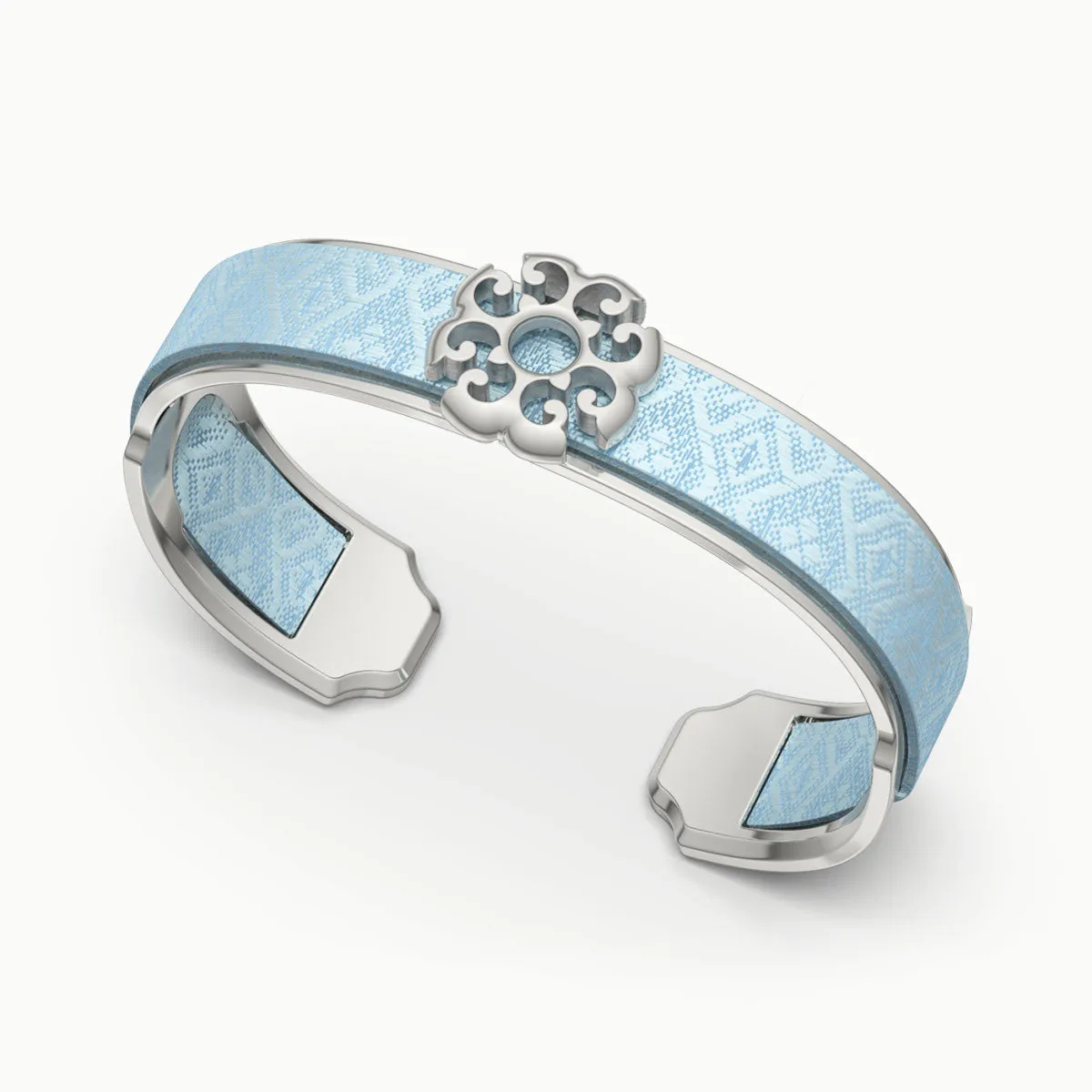 Nonya Blossom Silk Cuff - Mist Blue