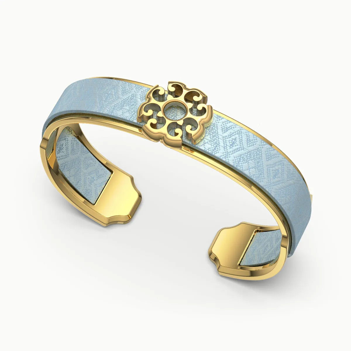 Nonya Blossom Silk Cuff - Mist Blue