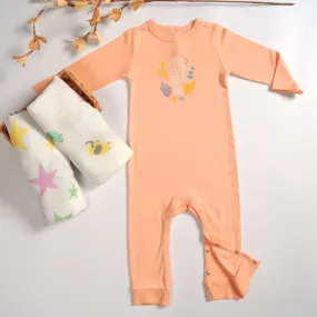 Organic Baby Sleepwear Set - Seahorse Sleepsuit & 2 Large Muslins