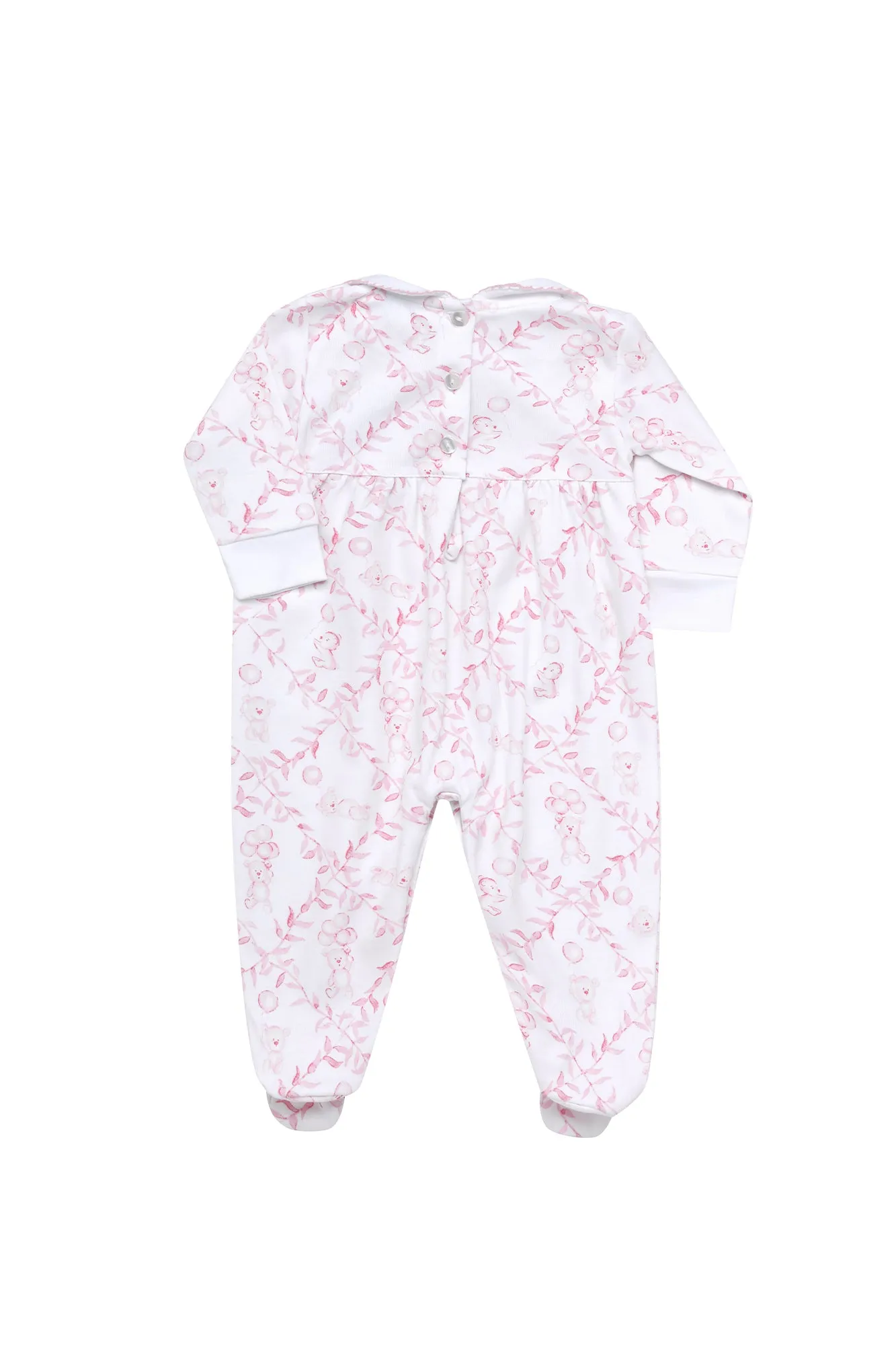 Pink Bears Trellace Smocked Footie