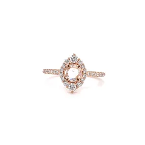 Pink Diamond Ring with Thirty-Two Side Diamonds in 18K Rose Gold